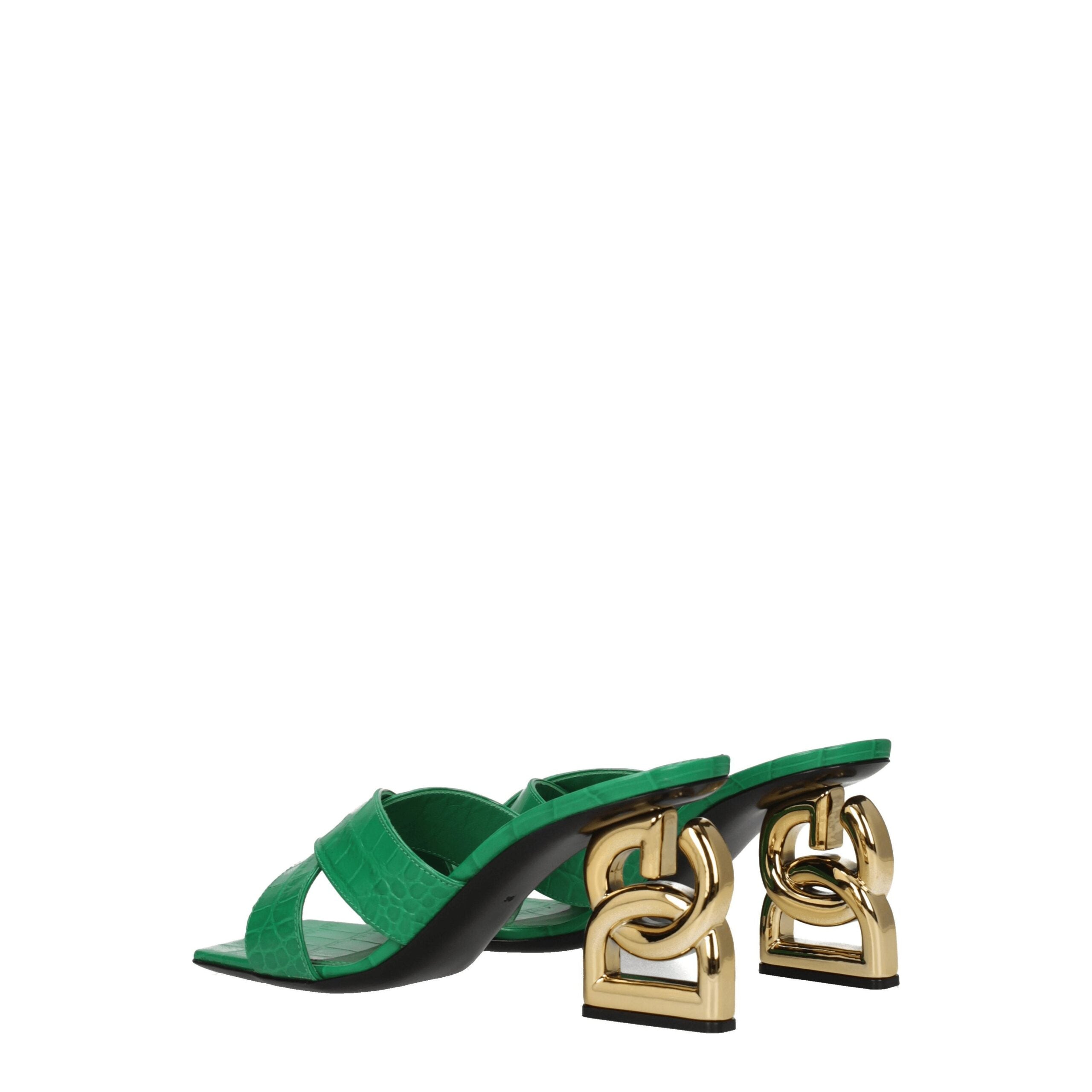 Dolce & Gabbana Green Leather Sandals