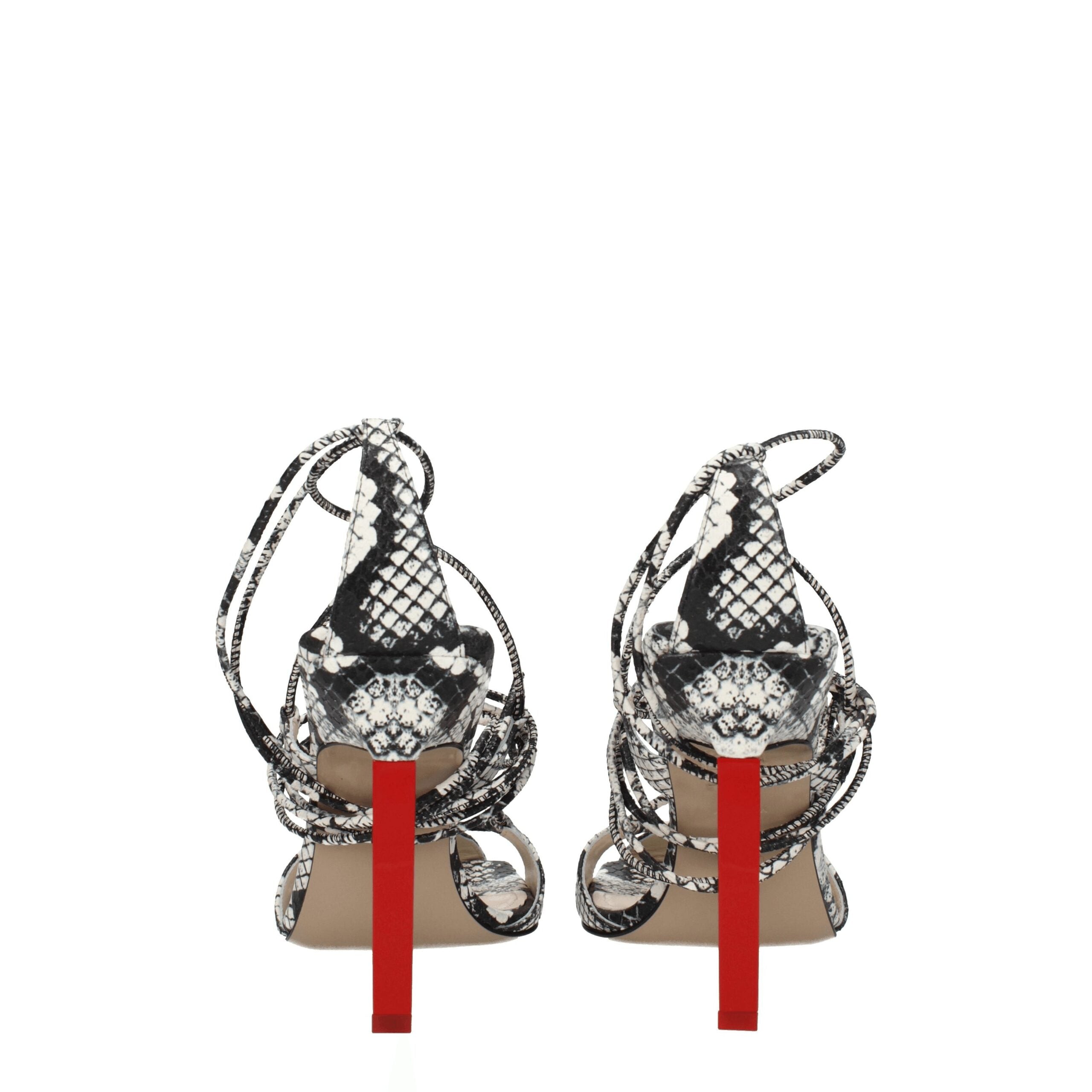 The Attico White Leather Stiletto Heel Sandals