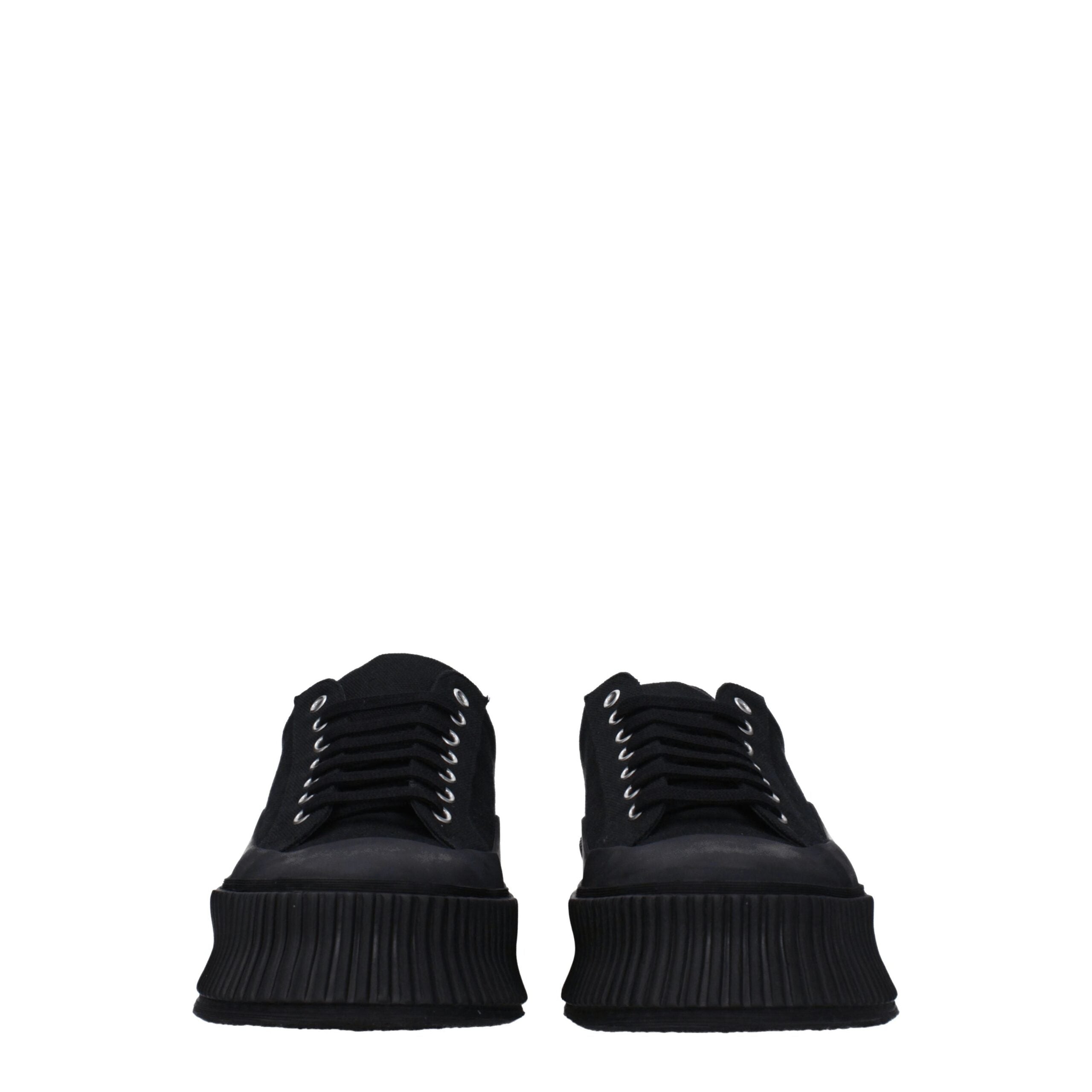 Jil Sander Black Fabric Platform Sneakers