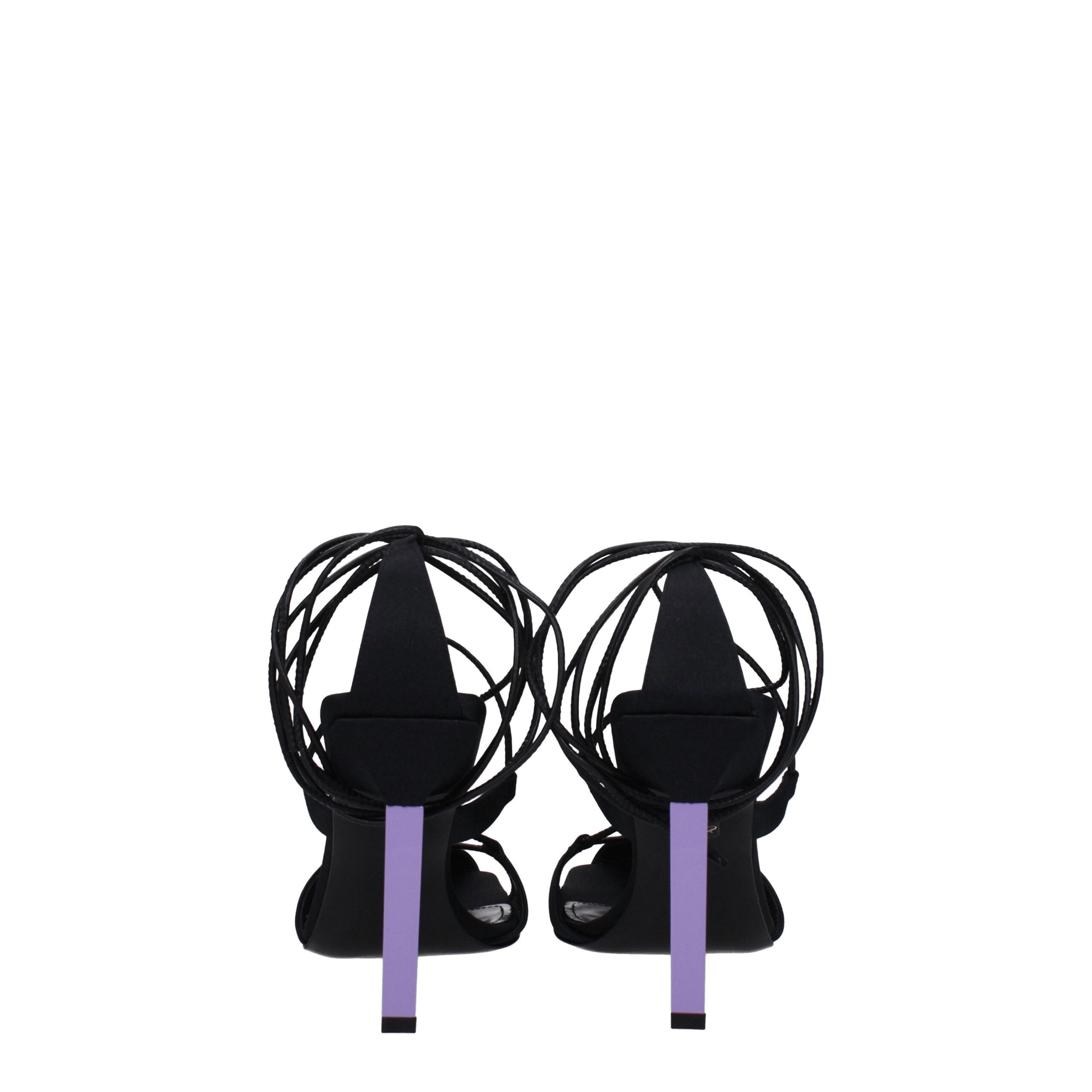 The Attico Black Fabric Stiletto Heel Sandals