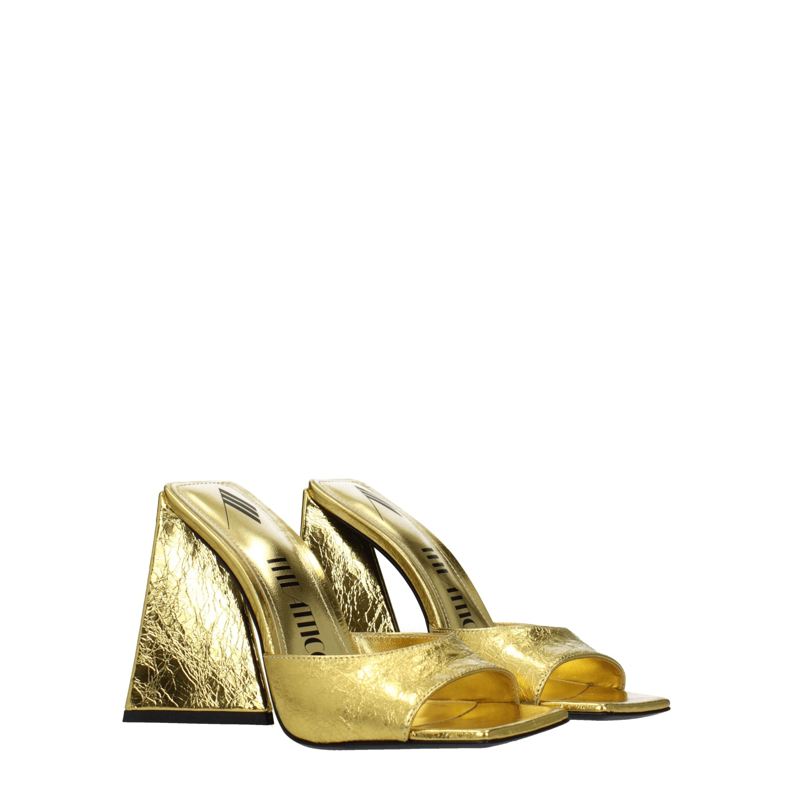 The Attico Gold Leather Platform Sandals