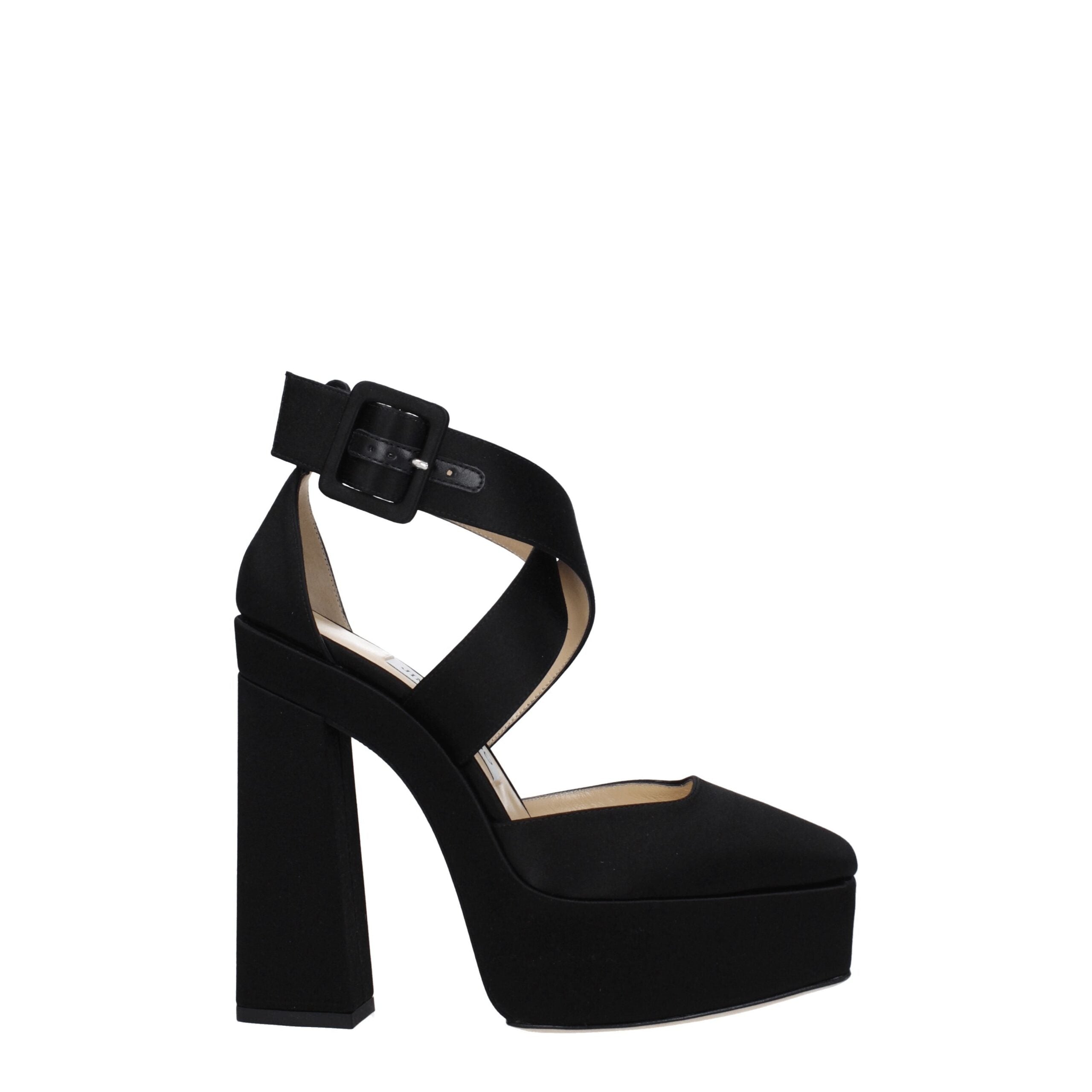 Jimmy Choo Black Satin Platform Sandals