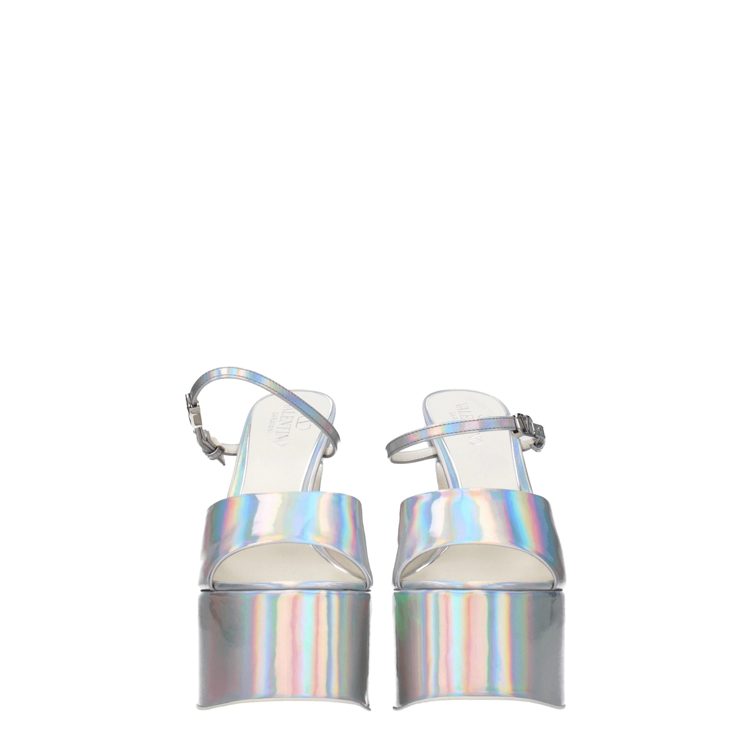 Valentino Garavani Gray Leather Platform Sandals