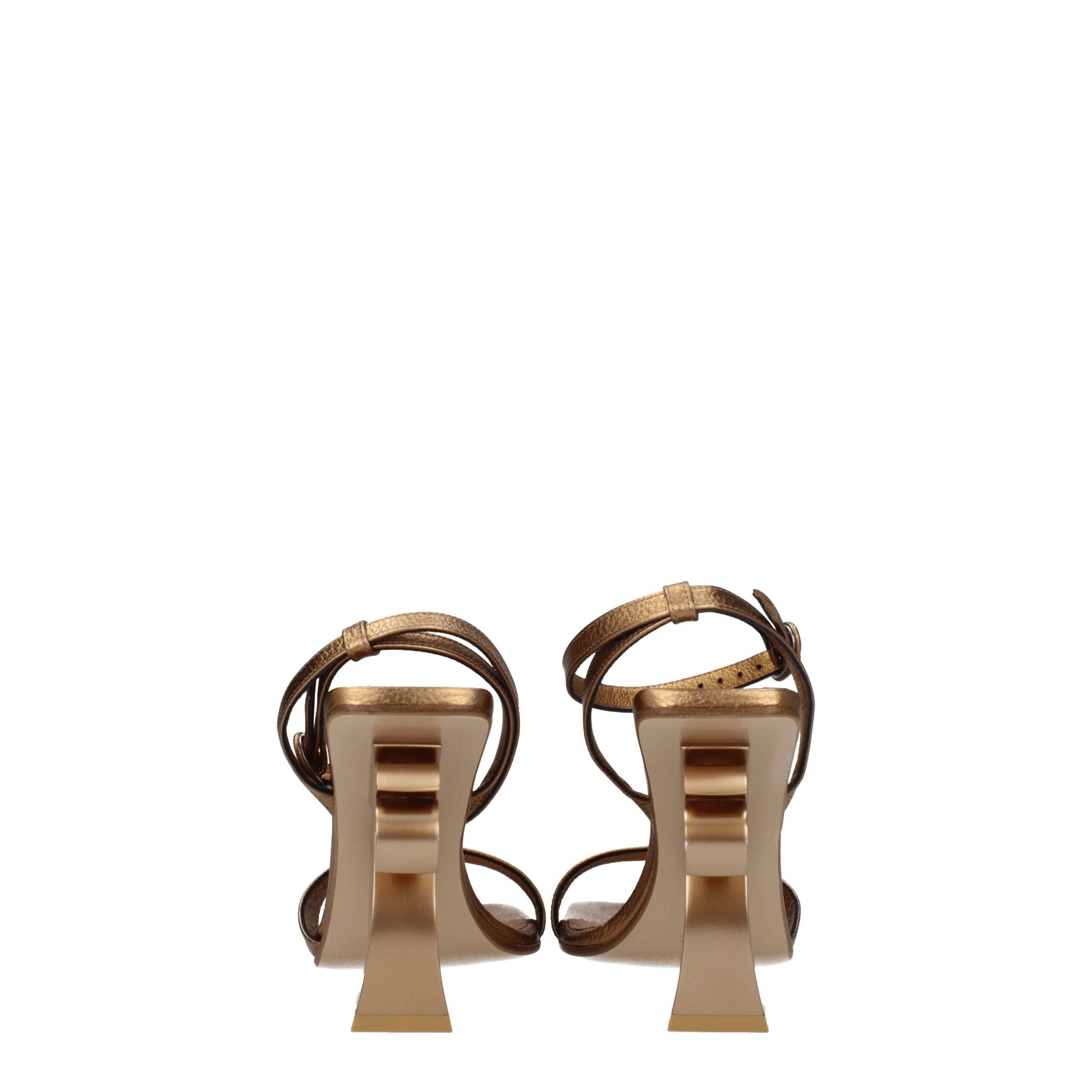 صندل Palm Angels Gold Leather Platform