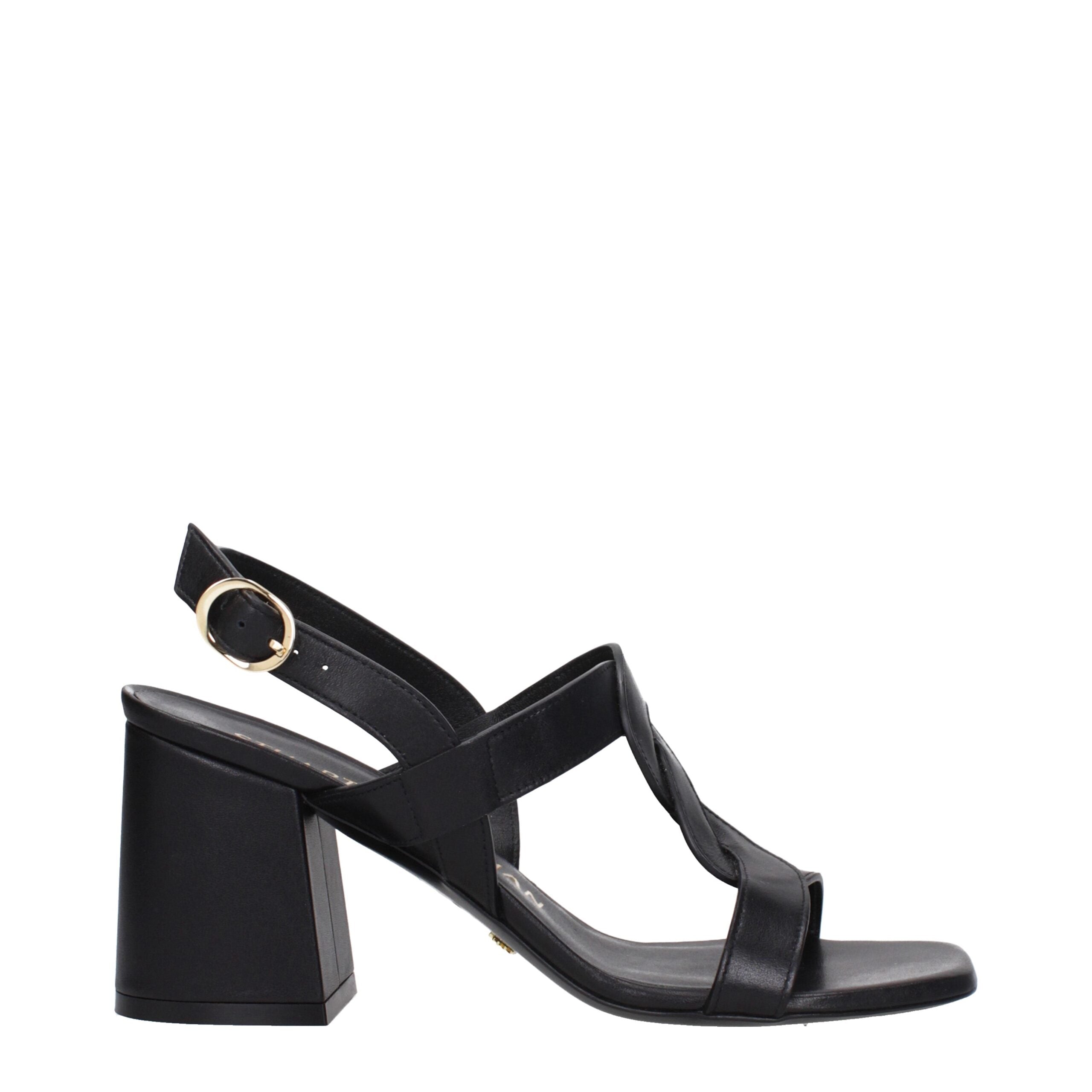 Stuart Weitzman Black Leather Platform Sandals