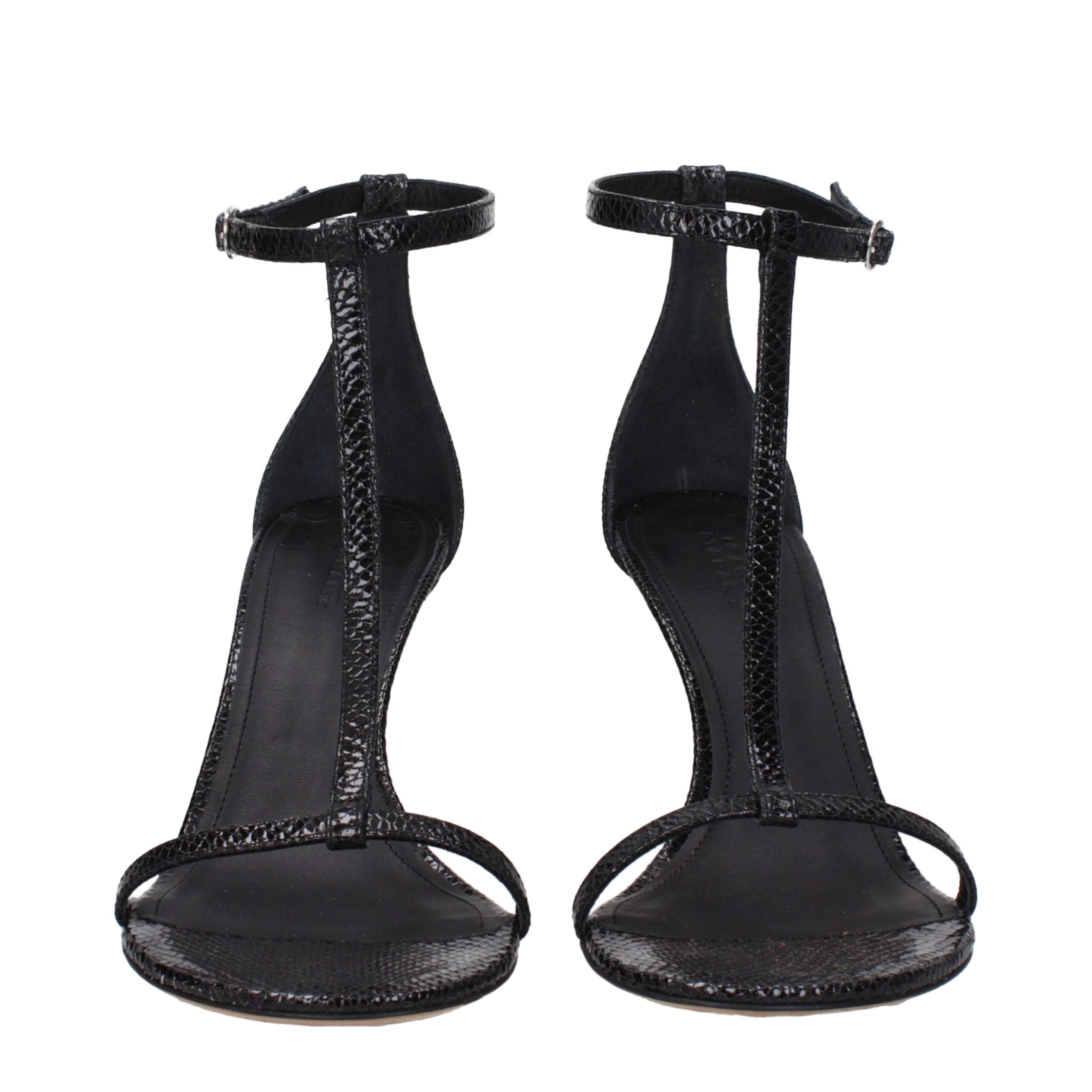 Isabel Marant Black Leather Stiletto Heel Sandals