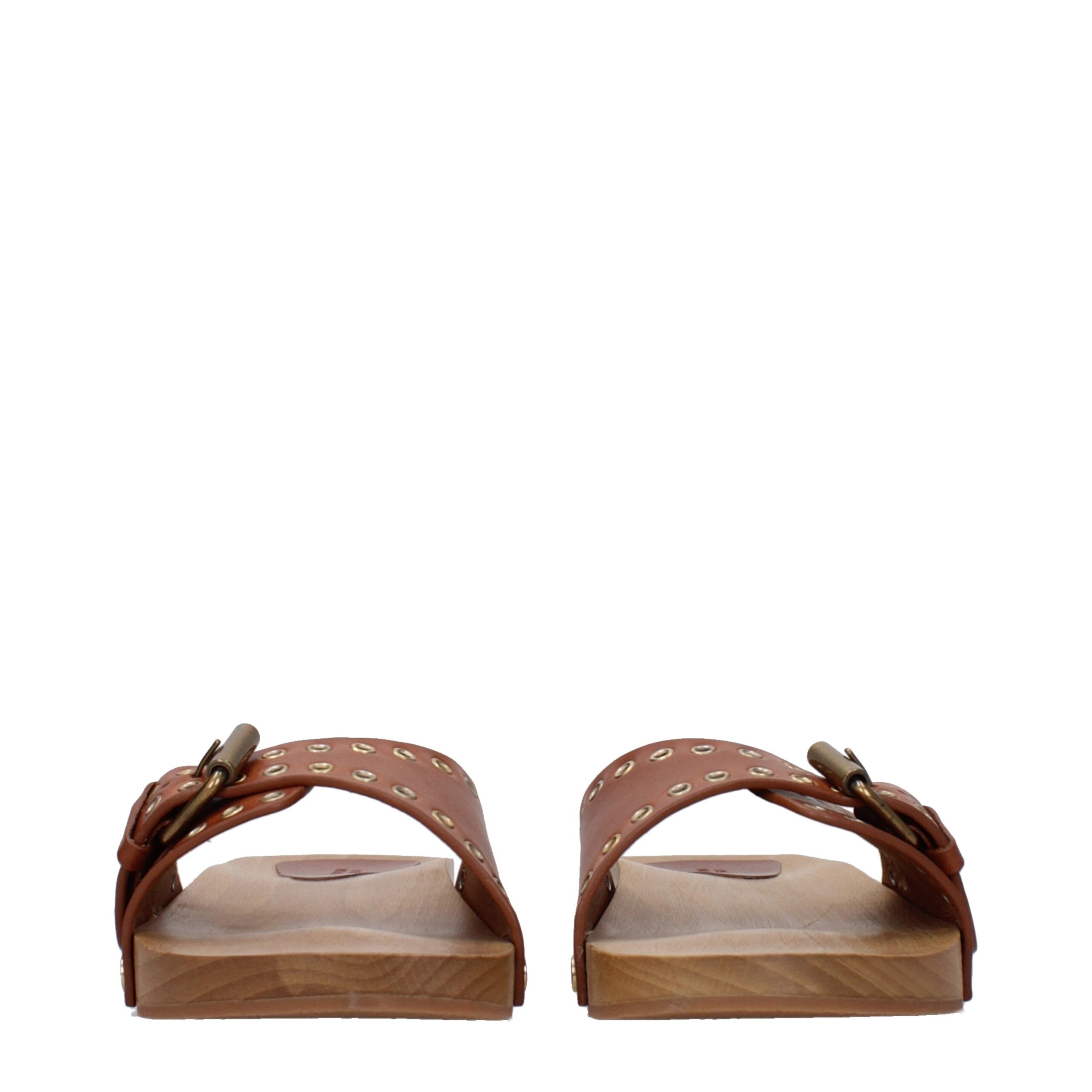 Isabel Marant Brown Leather Slippers