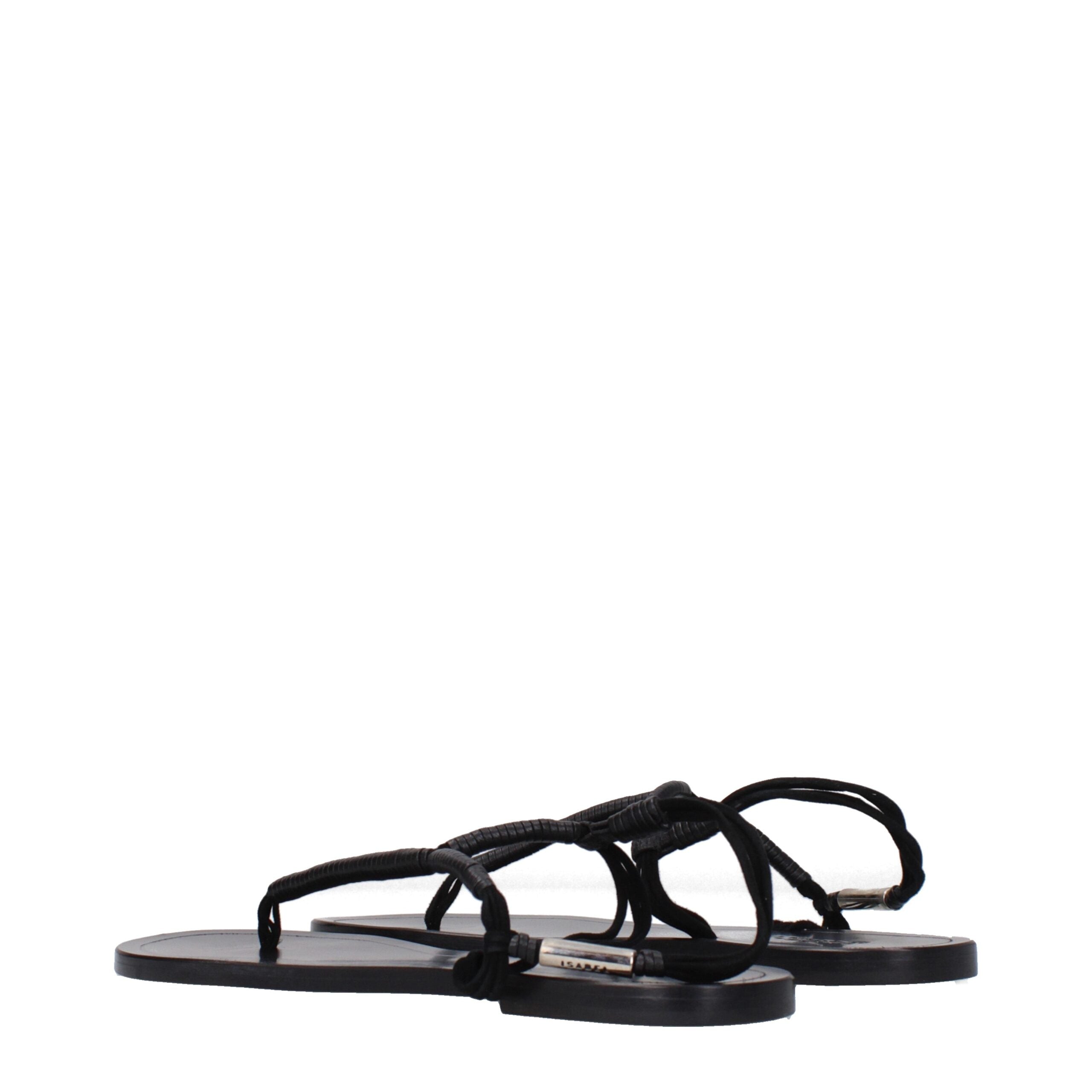 Isabel Marant Black Leather Flip-Flop Sandals