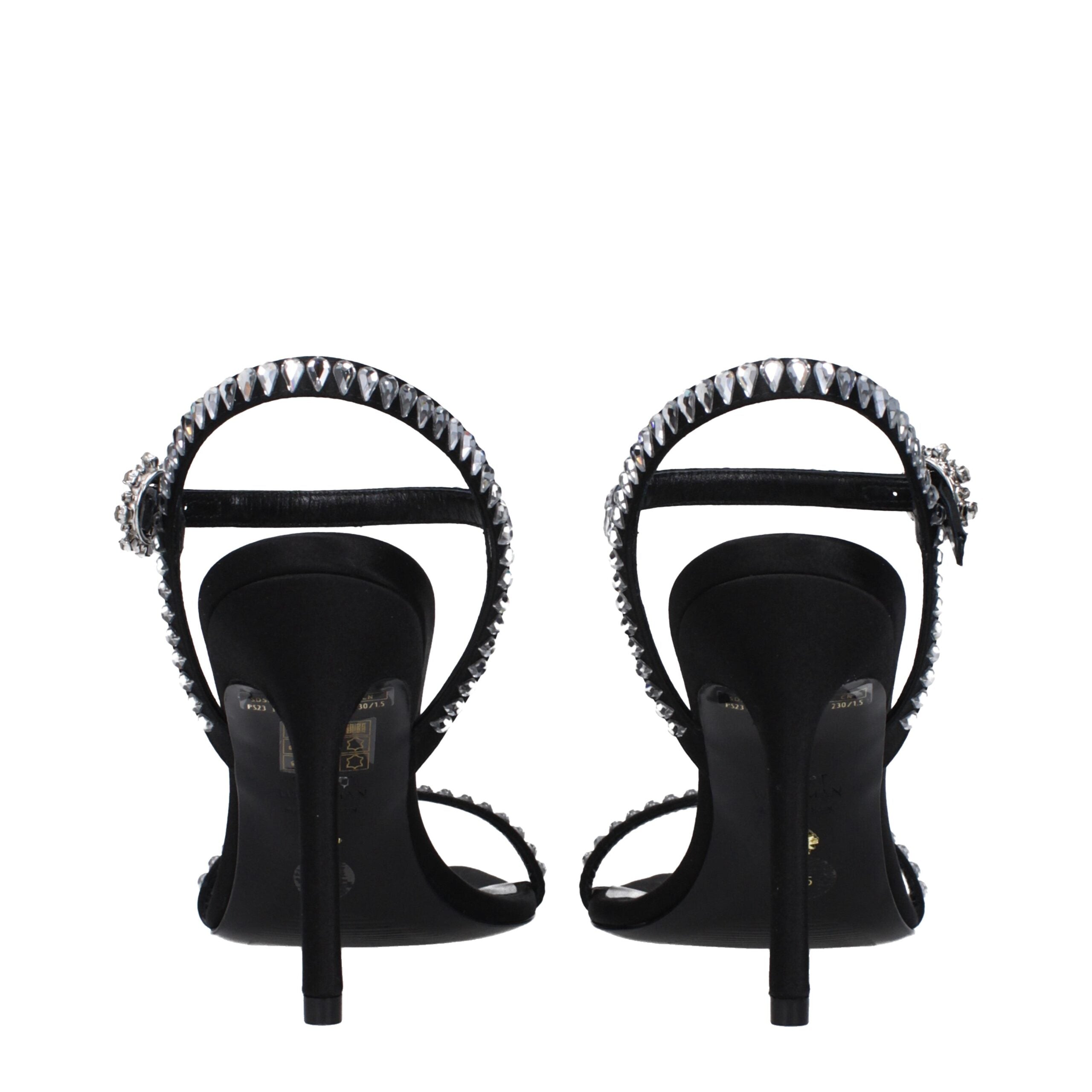 Stuart Weitzman Black Satin Stiletto Heel Sandals