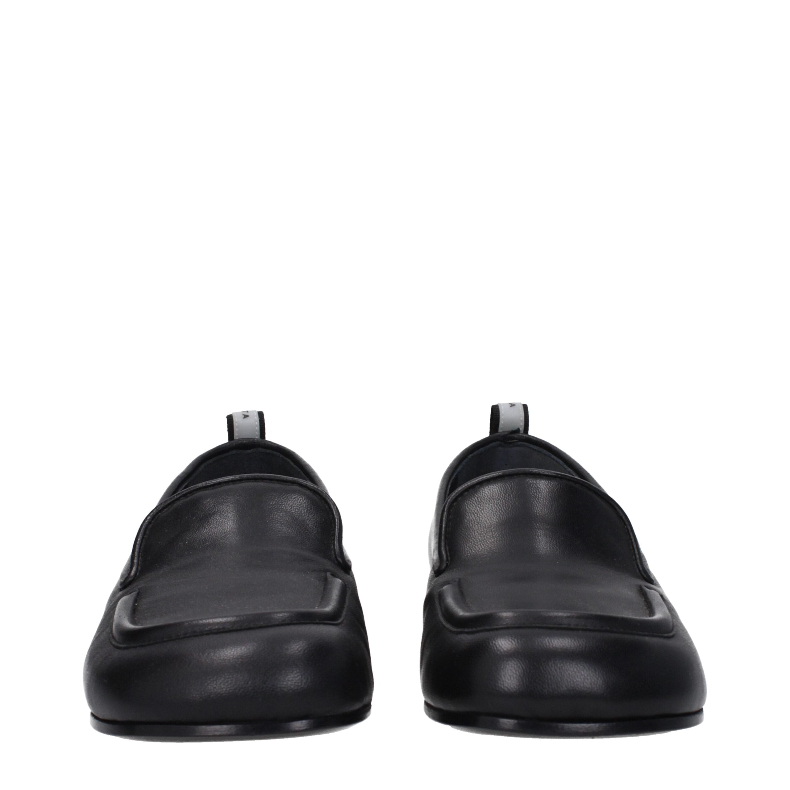 Premiata Black Leather Slip-On Loafers
