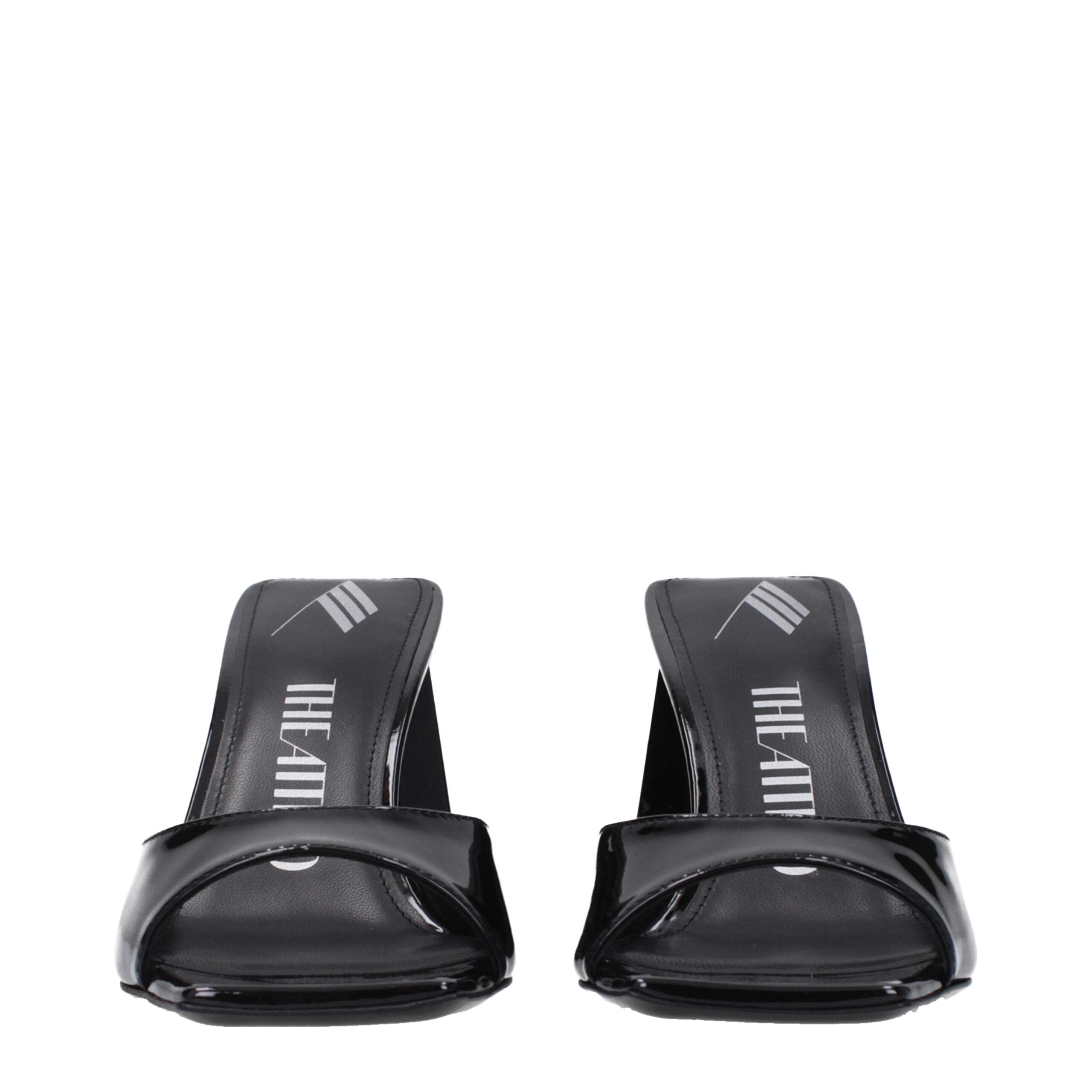 The Attico Black Leather Stiletto Heel Sandals