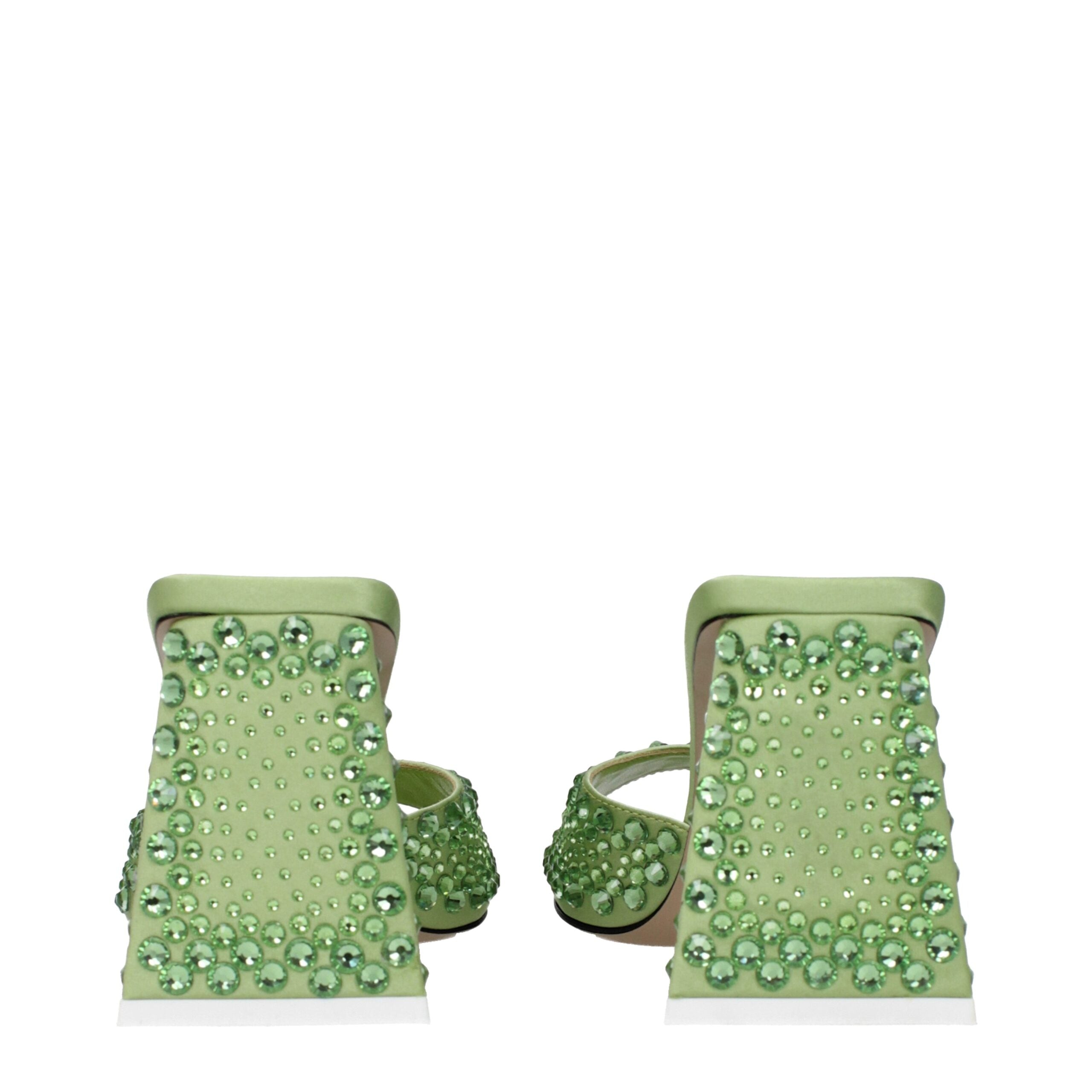 The Attico Green Satin Stiletto Heel Sandals