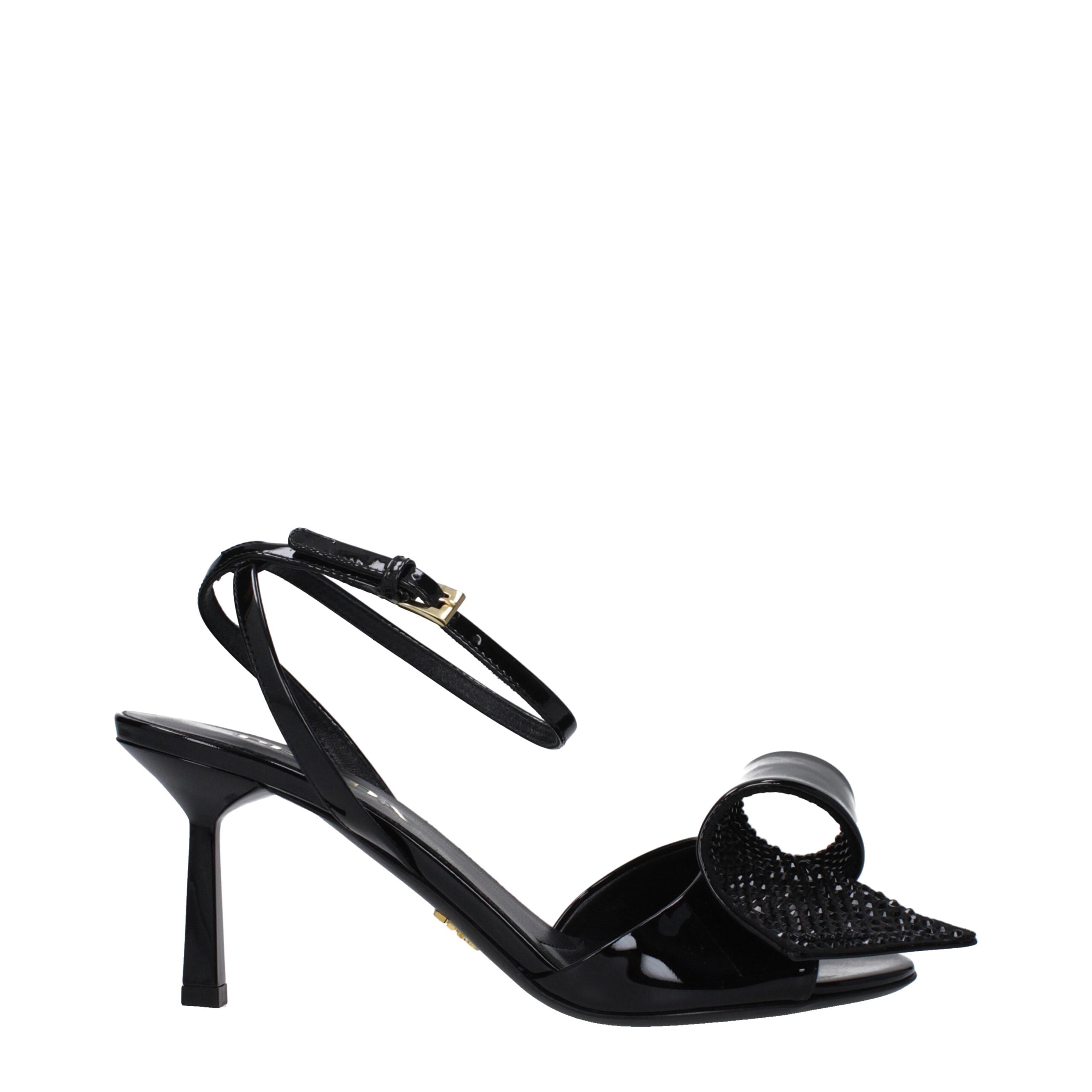 Prada Black Leather Stiletto Heel Sandals
