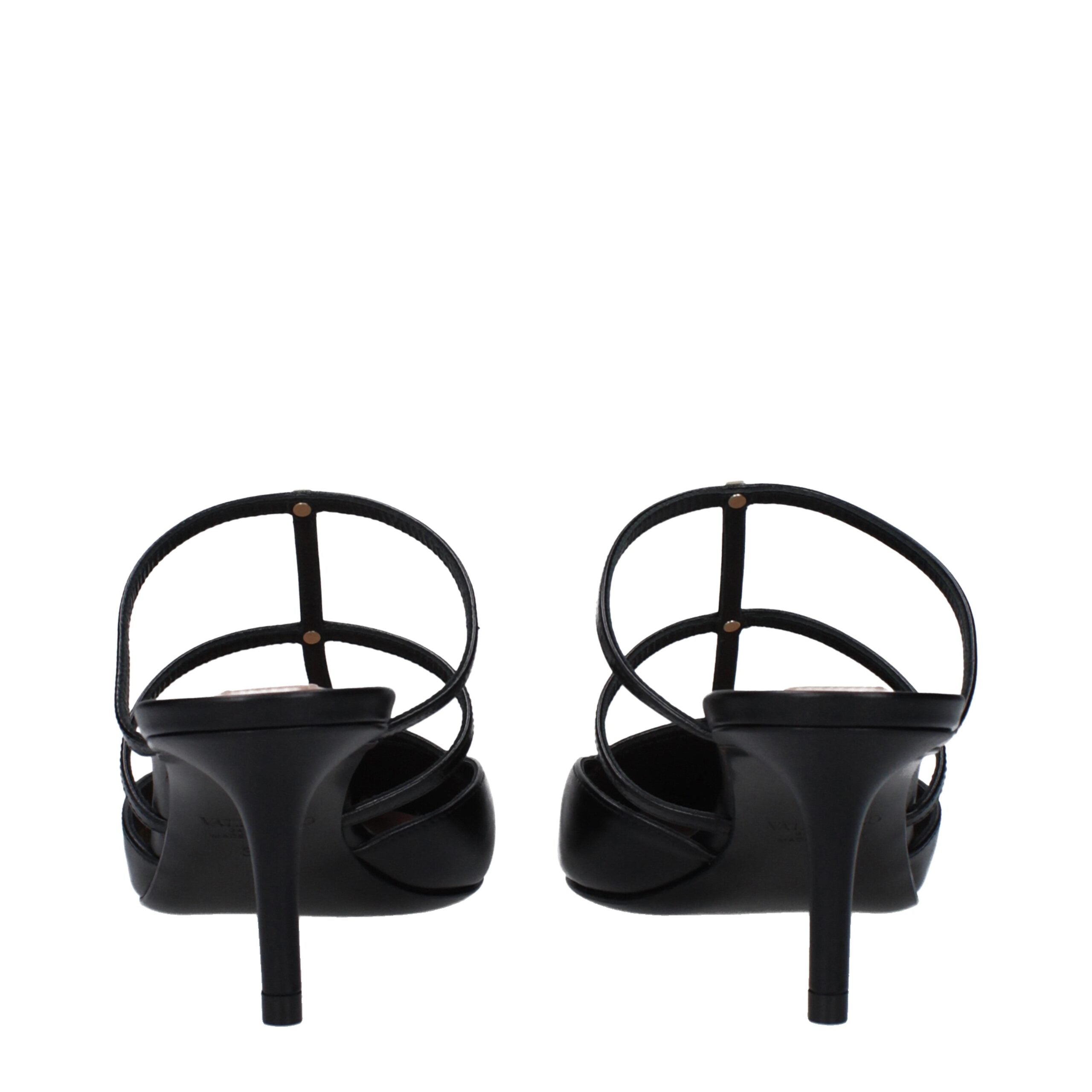 Valentino Garavani Black Leather Sandals