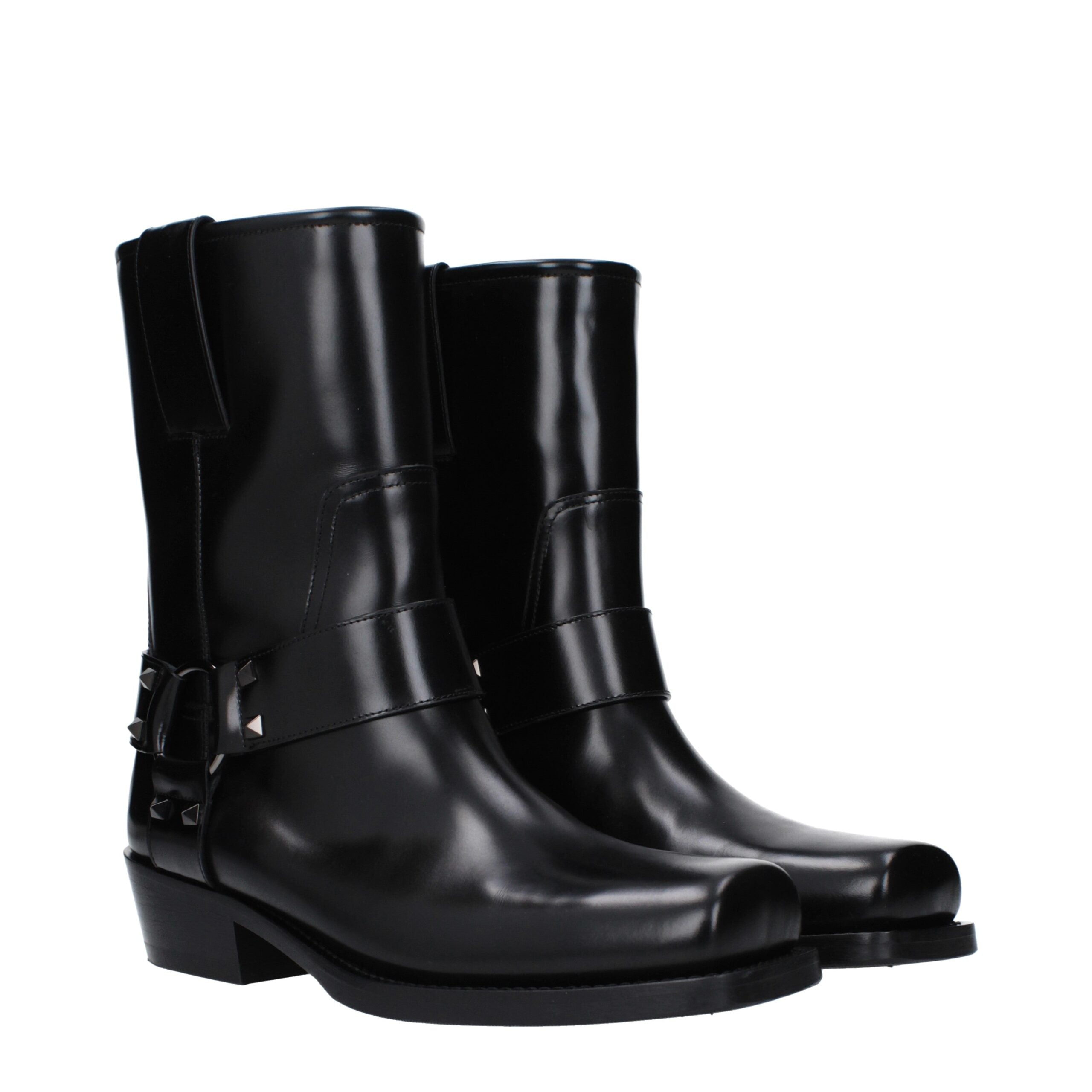 Valentino Garavani Black Leather Ankle Boots