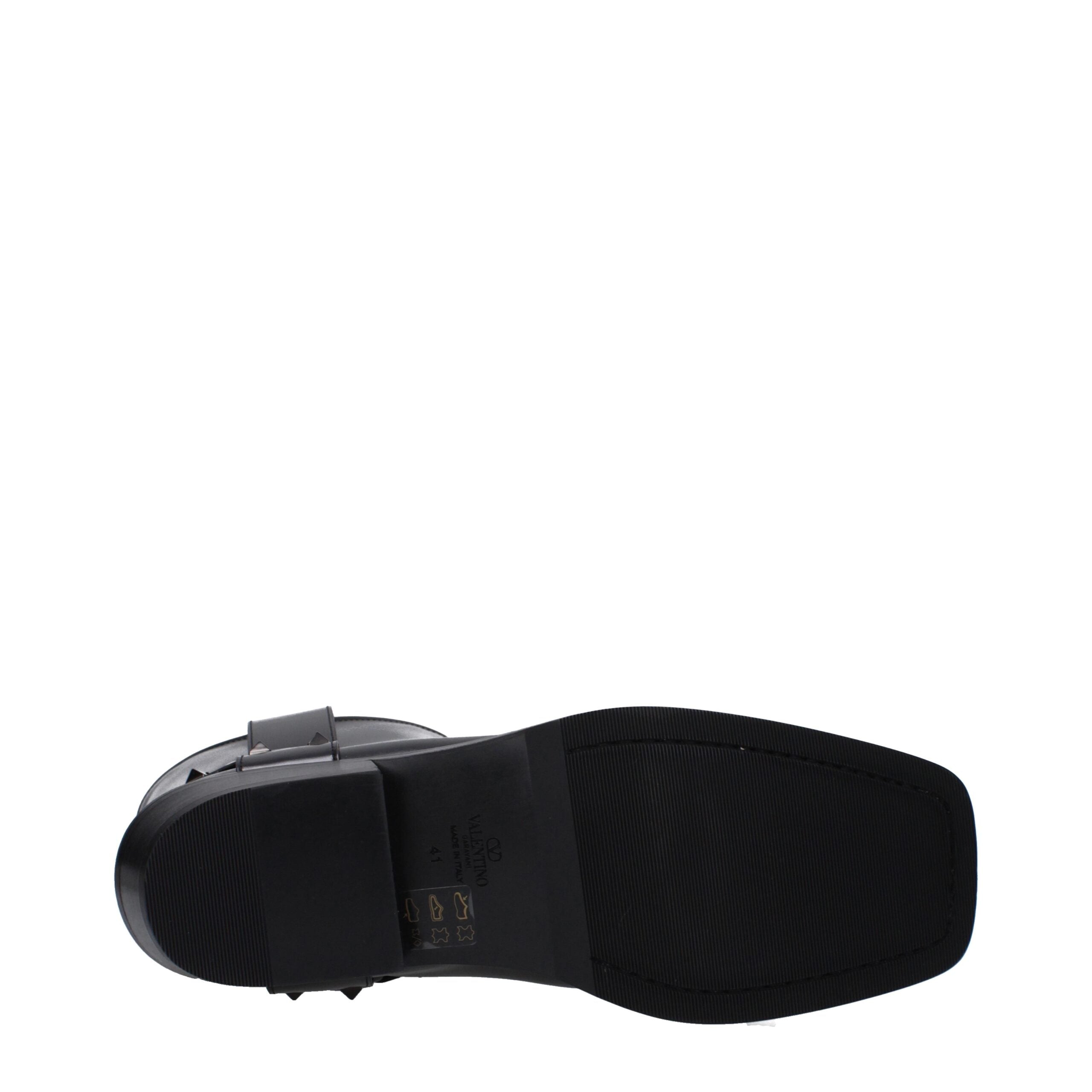 Valentino Garavani Black Leather Ankle Boots