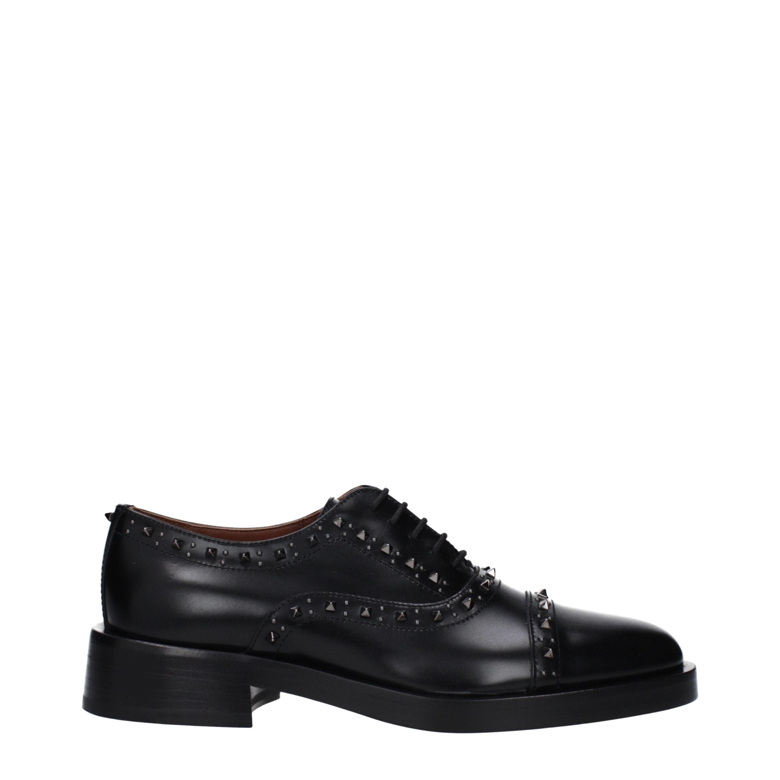 Valentino Garavani Black Leather Oxfords And Derbies