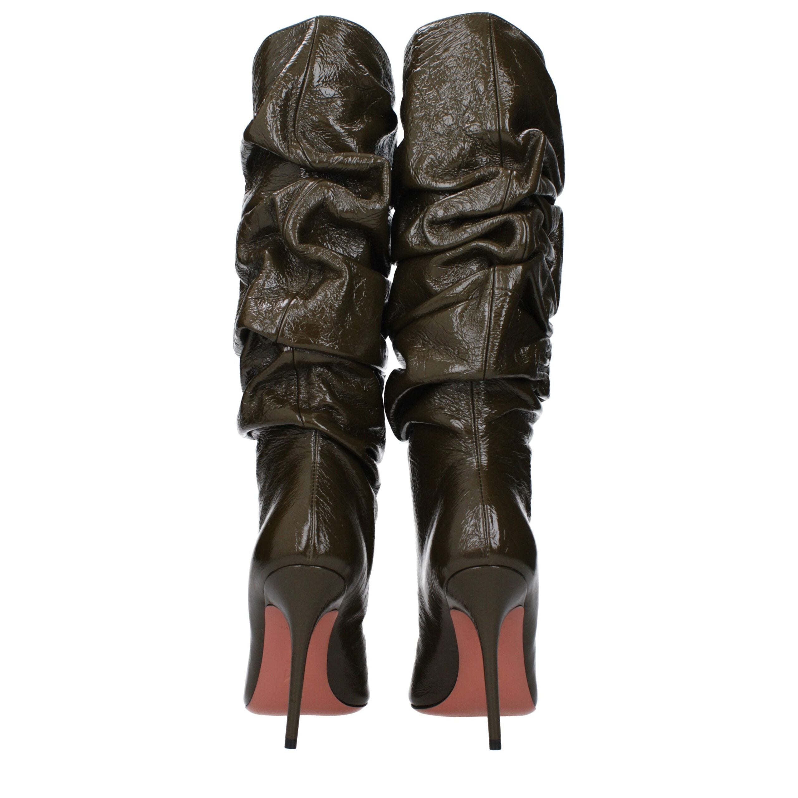 حذاء أمينة معادي الأخضر الجلدي ذو الكعب العالي