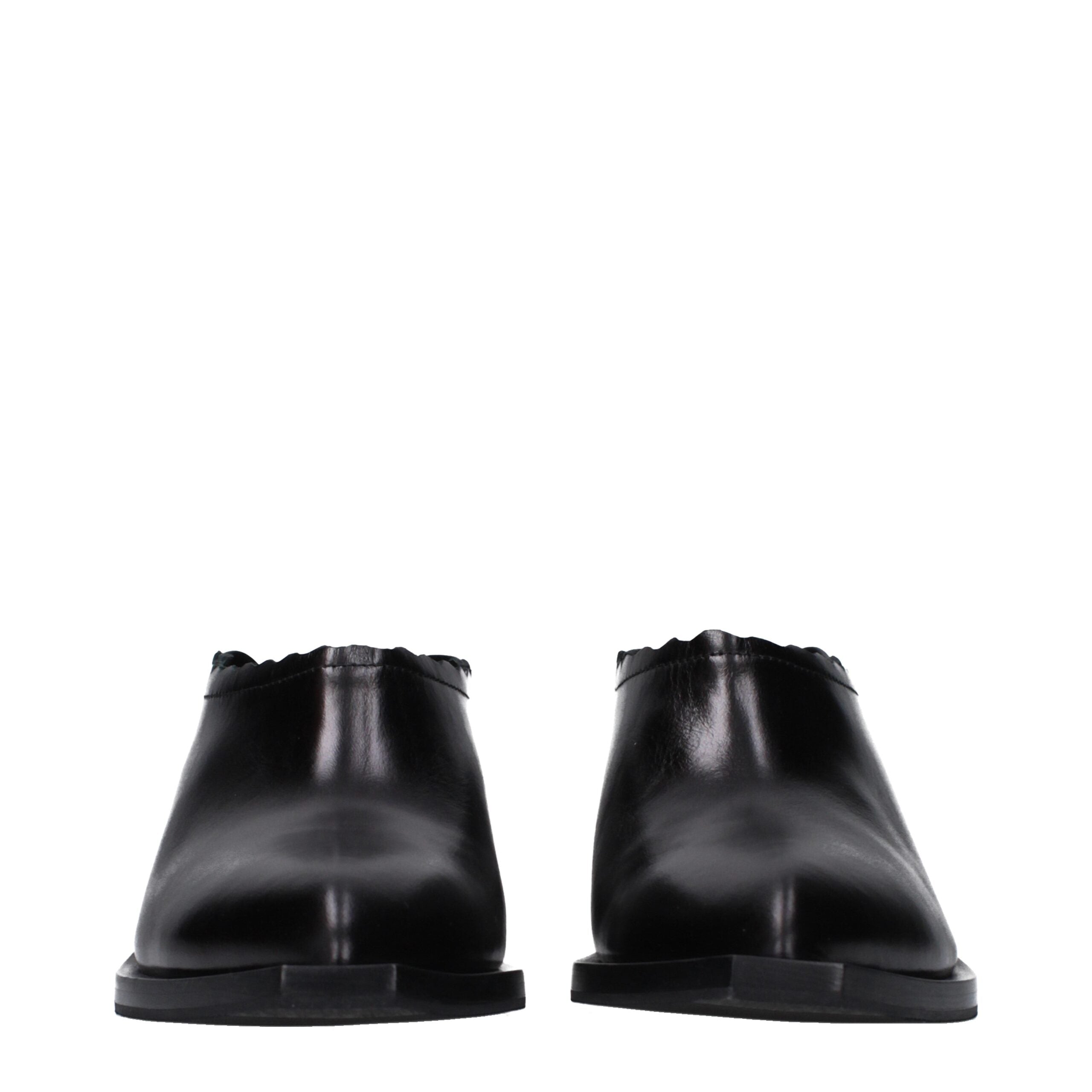 Moschino Black Leather Mules