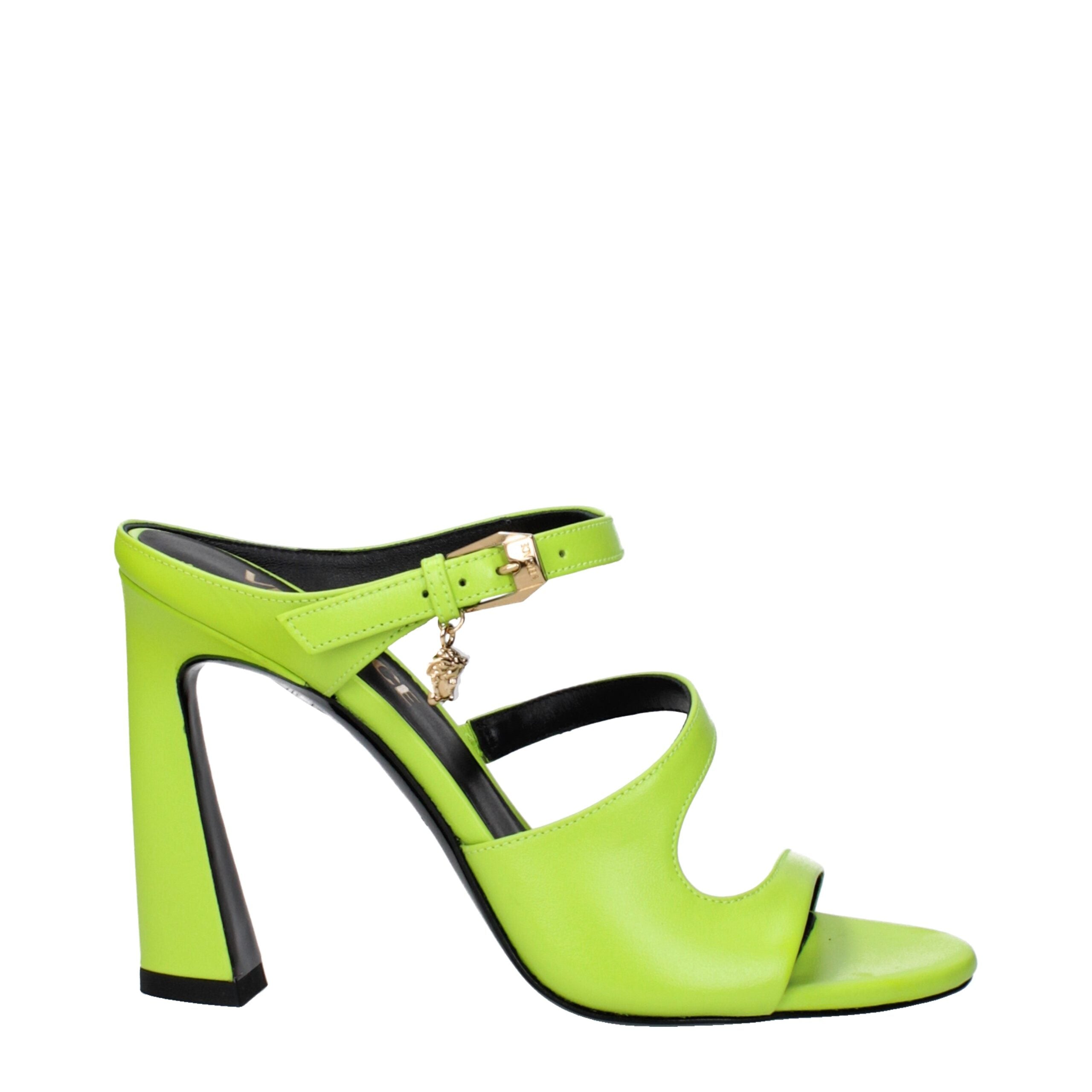 Versace Green Leather Stiletto Heel Sandals