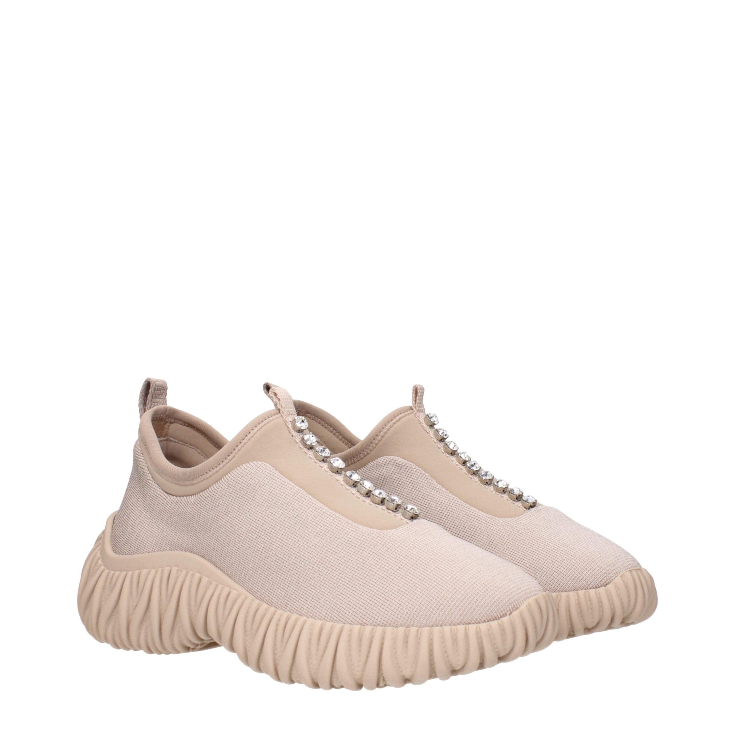 Miu Miu Beige Fabric Sneakers - Luxe Marca