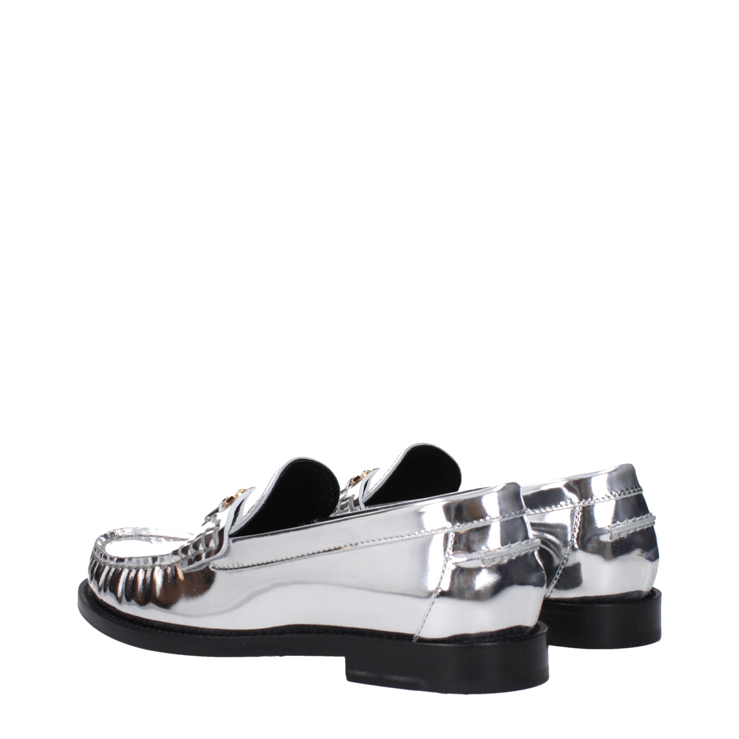 Versace Gray Leather Slip-On Loafers