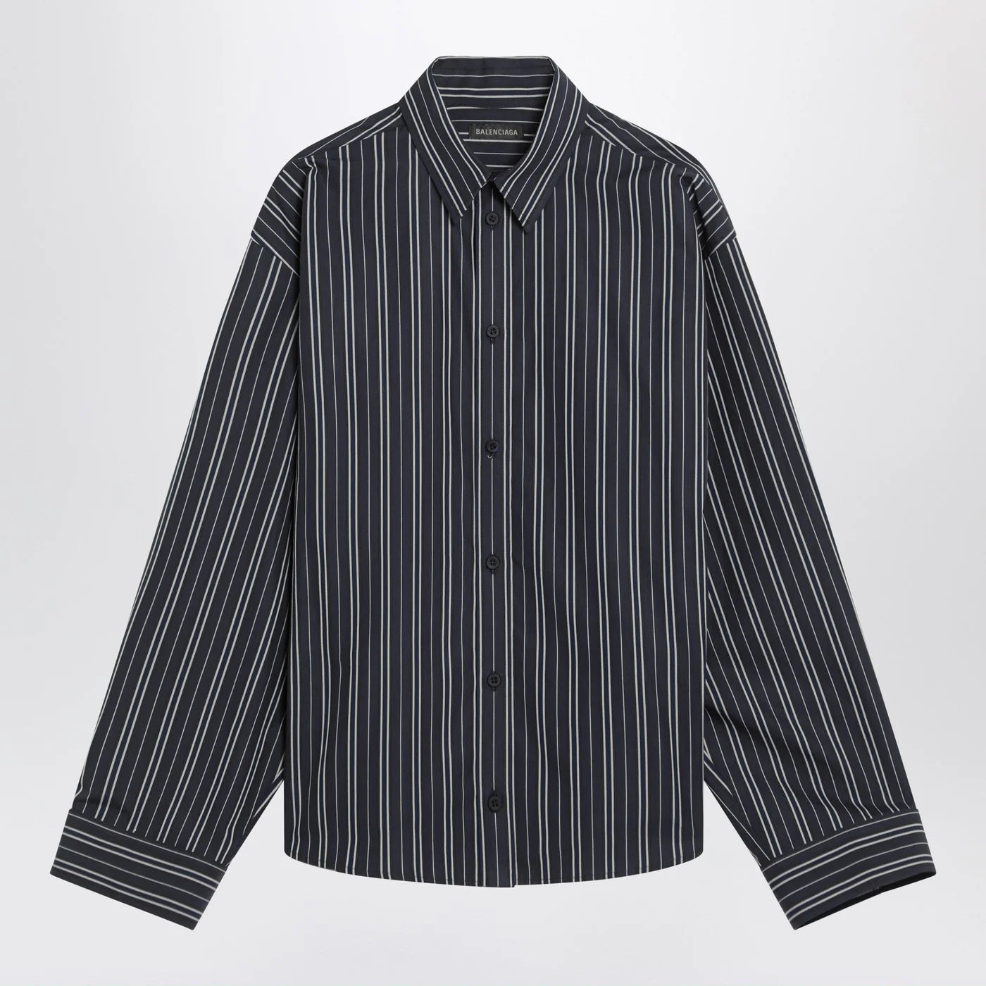 Balenciaga Navy blue striped cotton shirt