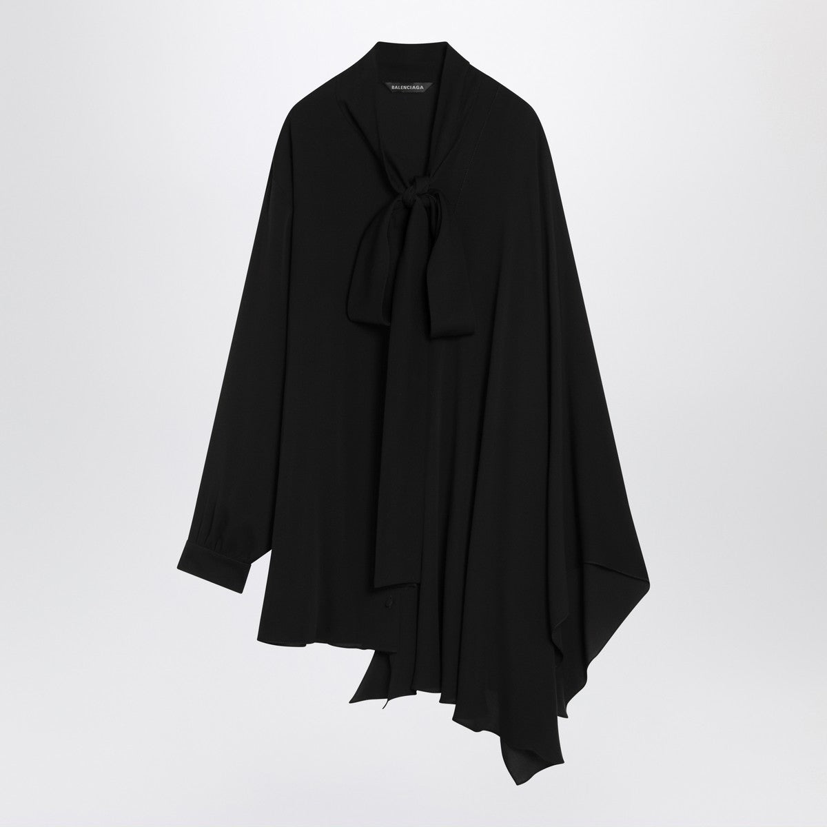 Balenciaga Balenciaga Asymmetric black silk blouse with scarf