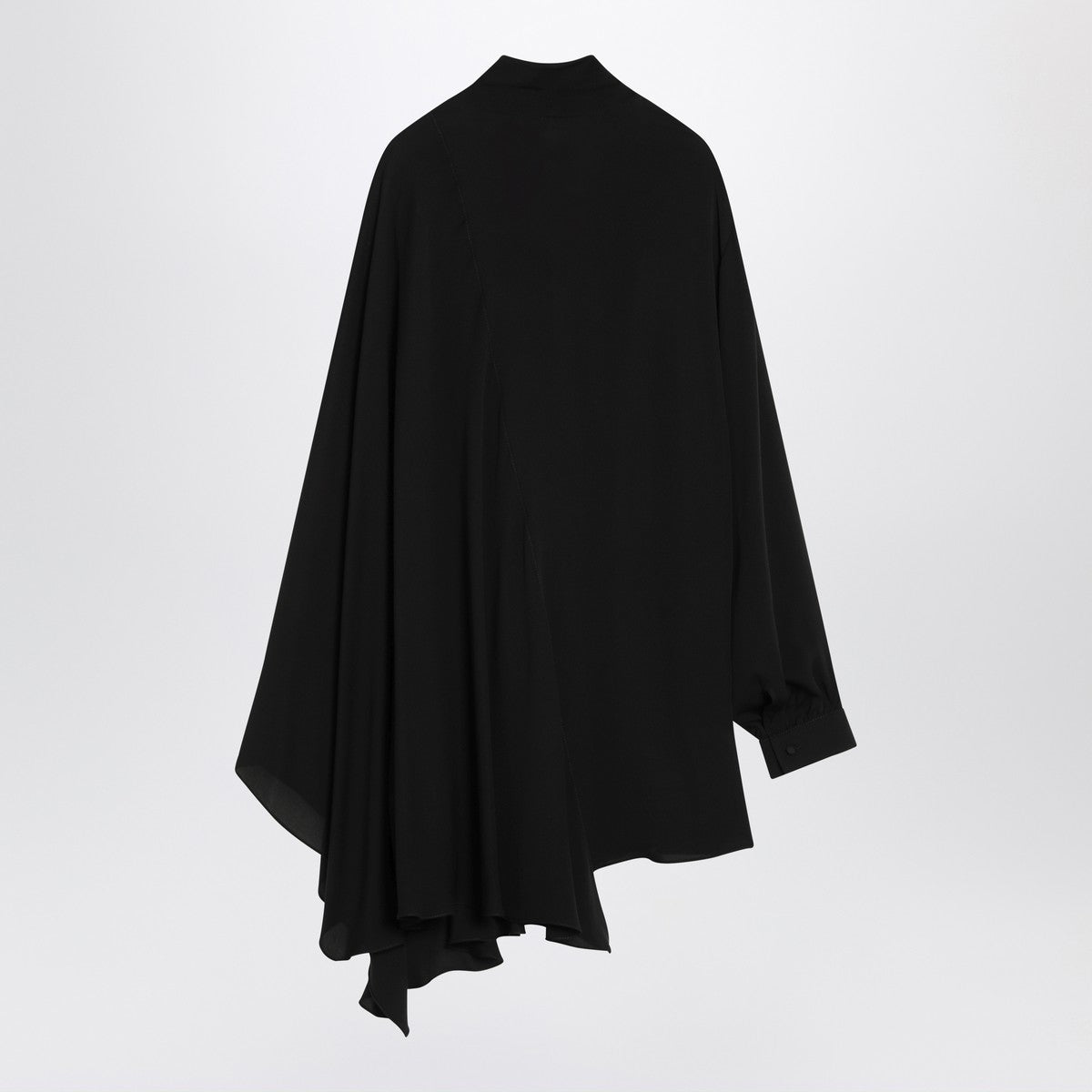 Balenciaga Asymmetric black silk blouse with scarf
