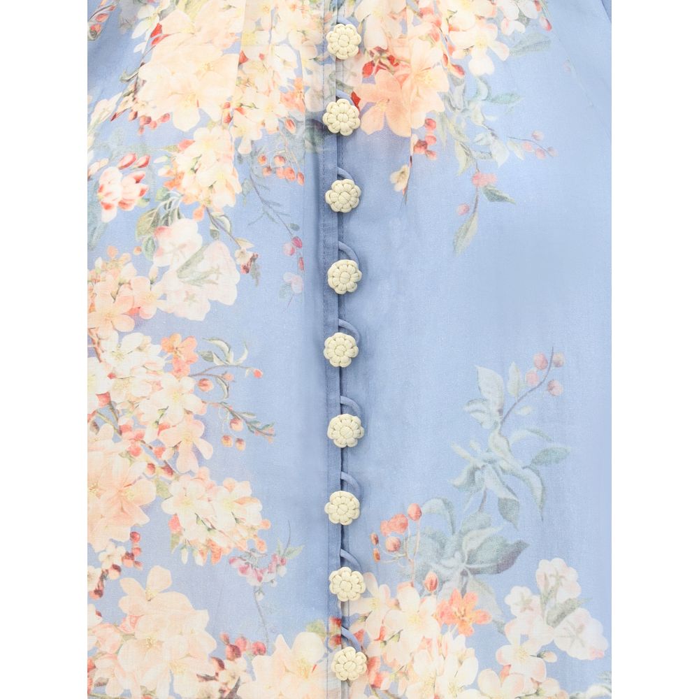 Zimmermann Light Blue Ramie Blouse
