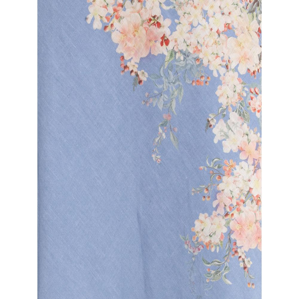 Zimmermann Light Blue Linen Long Skirt