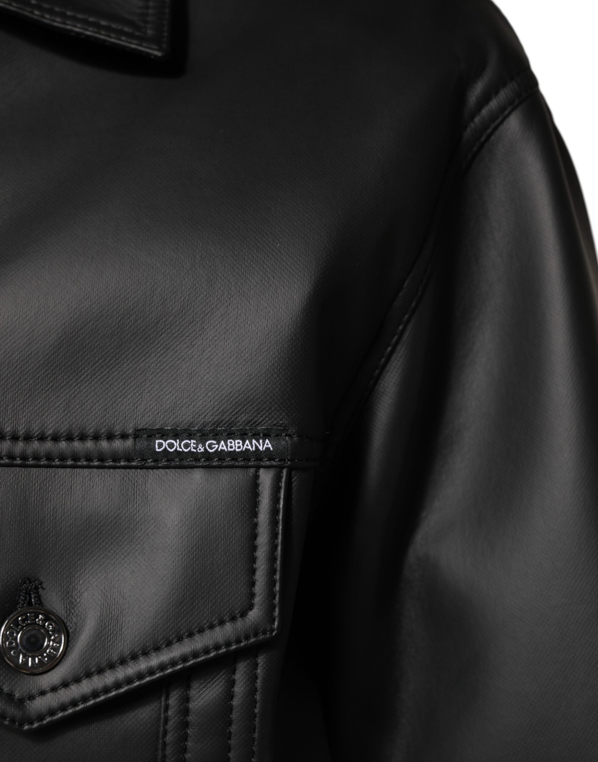 Dolce & Gabbana Black Polyester Button Down Biker Jacket