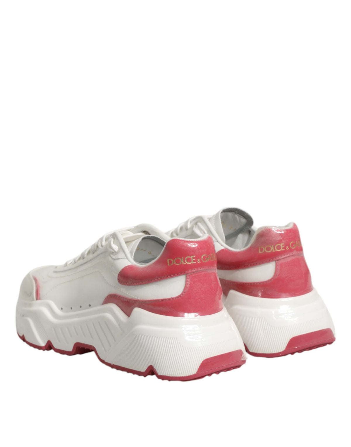 Dolce & Gabbana White Pink Daymaster Low Top Sneakers Shoes