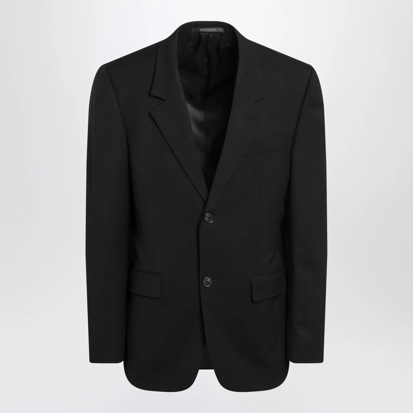 جاكيت بالنسياغا أسود صوفي بقصة صف أزرار واحد