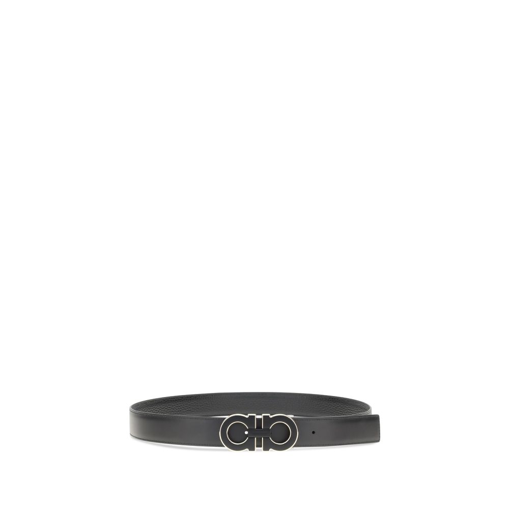 Ferragamo Black Calf Leather Bos Taurus Regular Belt