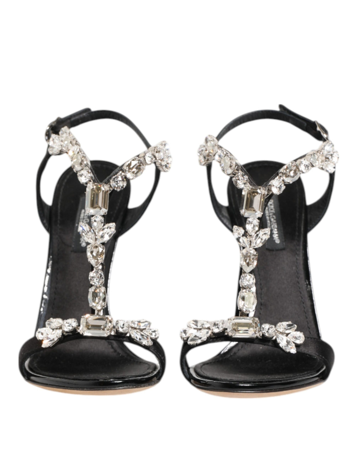 صنادل أحذية Dolce & Gabbana Black Keira Crystals بكعب عالٍ