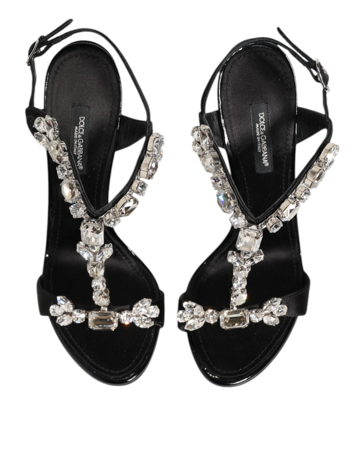 صنادل أحذية Dolce & Gabbana Black Keira Crystals بكعب عالٍ