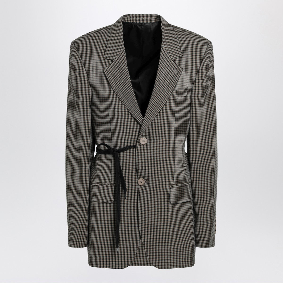 Balenciaga Balenciaga Vichy-pattern jacket with side lace detail