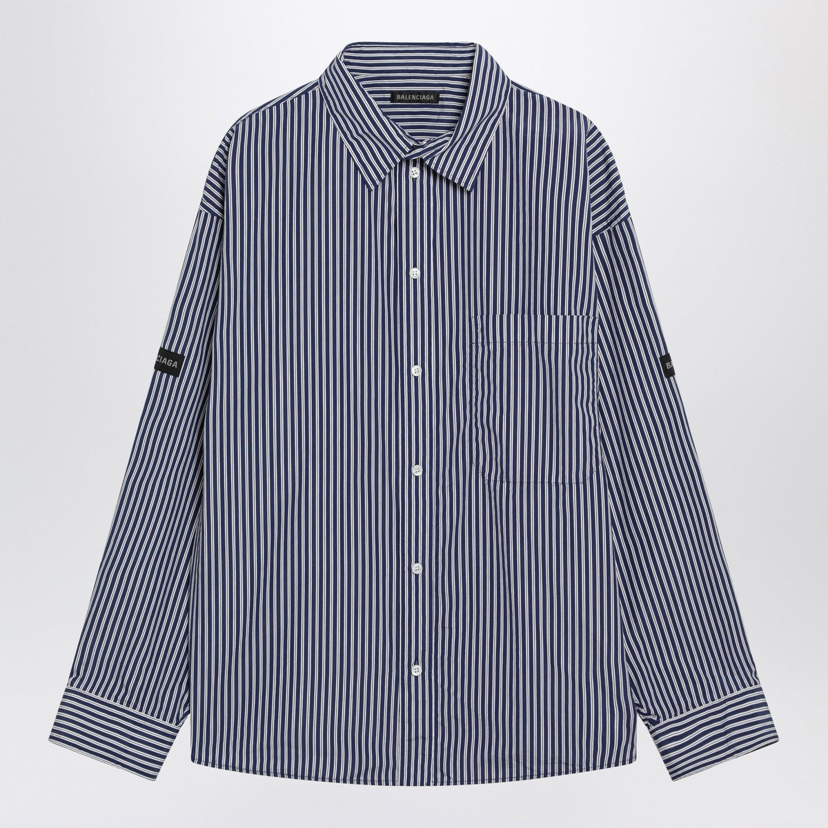 Balenciaga Balenciaga Oversize navy blue and white striped shirt