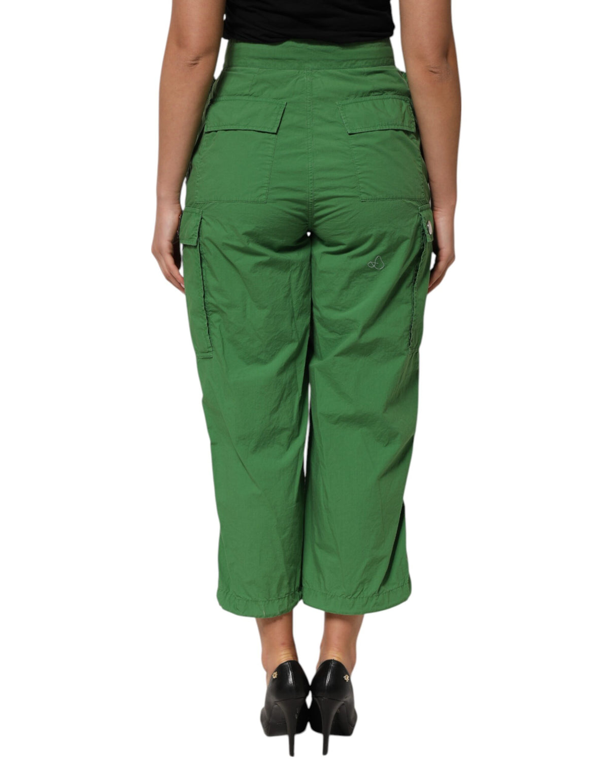 Dolce & Gabbana Green Cotton High Waist Cargo Trouser Pants