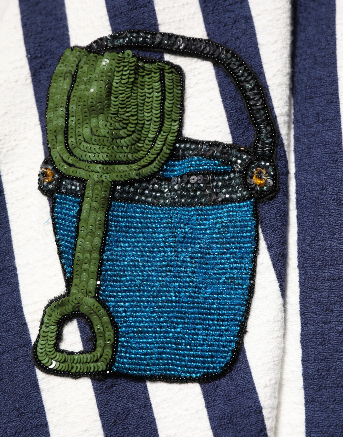 Dolce & Gabbana Blue White Striped Embroidered A-line Dress