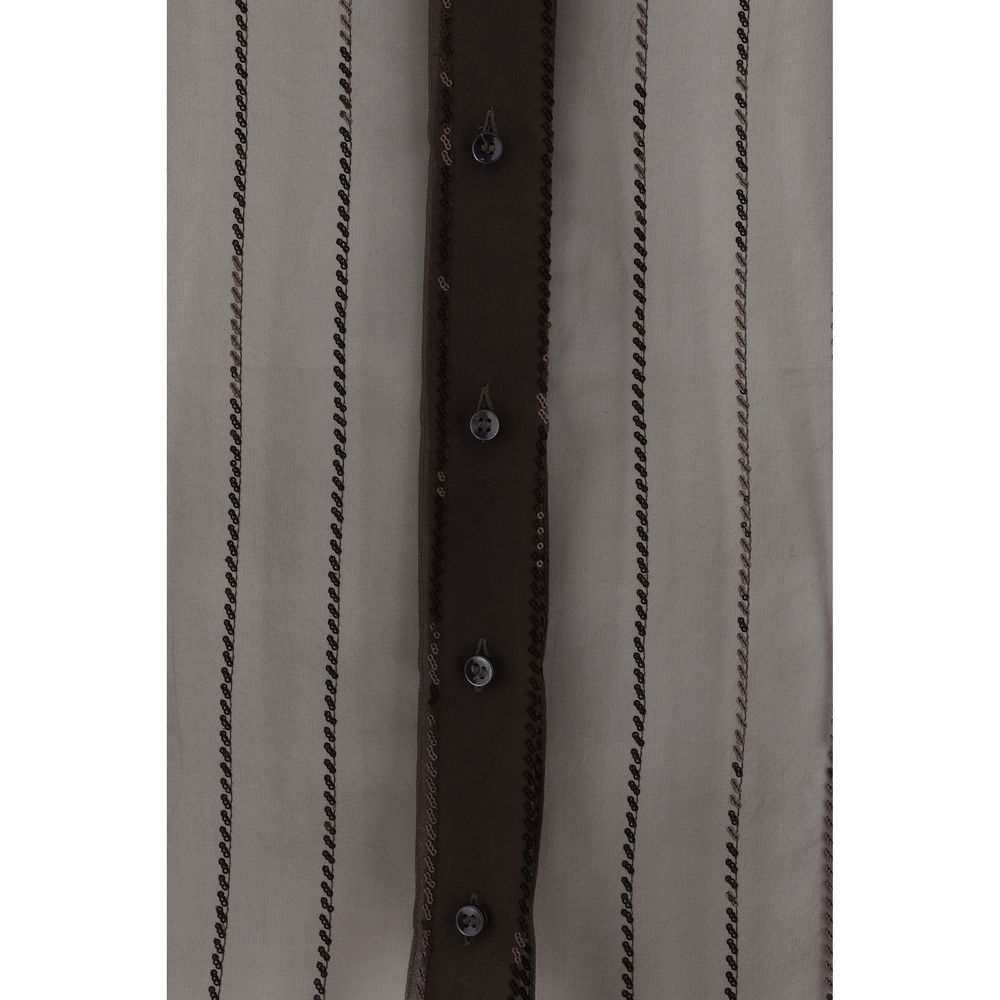 بلوزة من الحرير البني من برونيلو كوتشينيللي