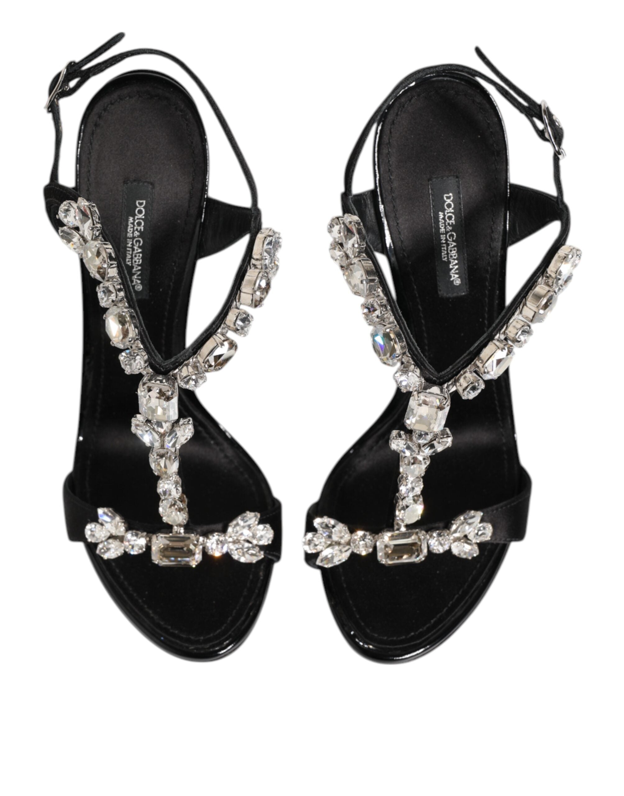 صنادل أحذية Dolce & Gabbana Black Keira Crystals بكعب عالٍ