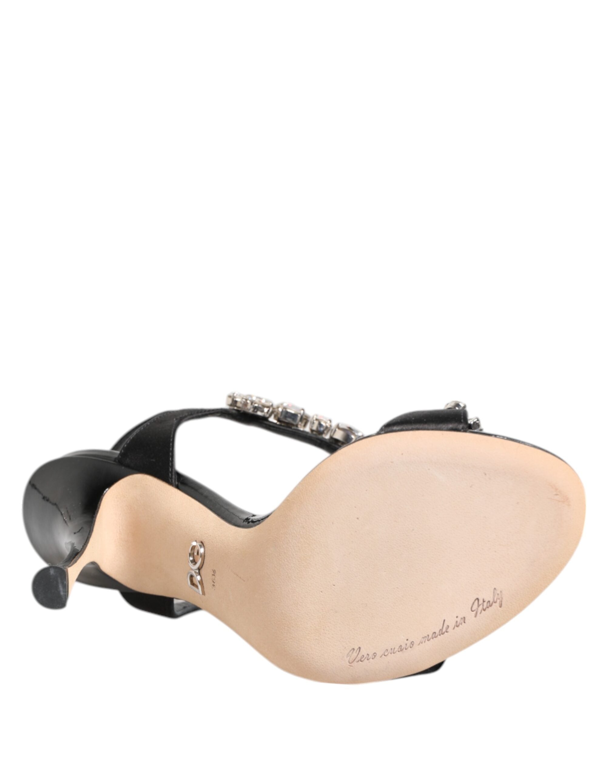 صنادل أحذية Dolce & Gabbana Black Keira Crystals بكعب عالٍ