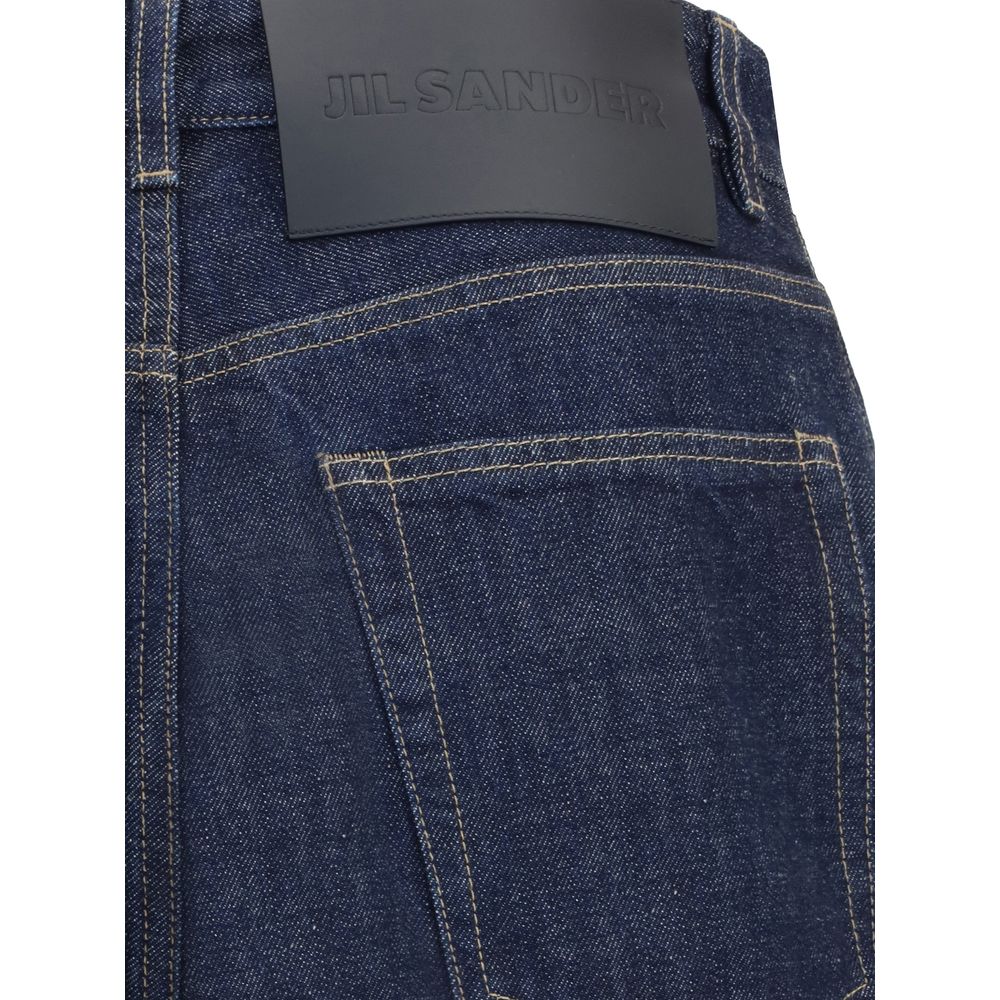 Jil Sander Blue Cotton Straight-Leg Jeans