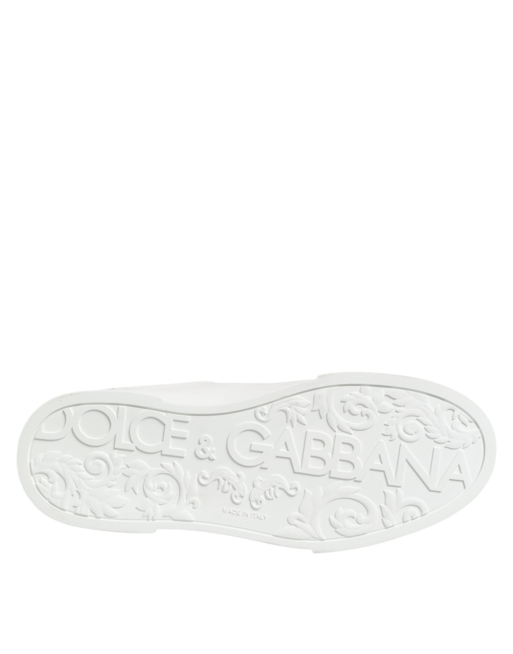 Dolce & Gabbana Black White Leather Portofino Sneaker Shoes