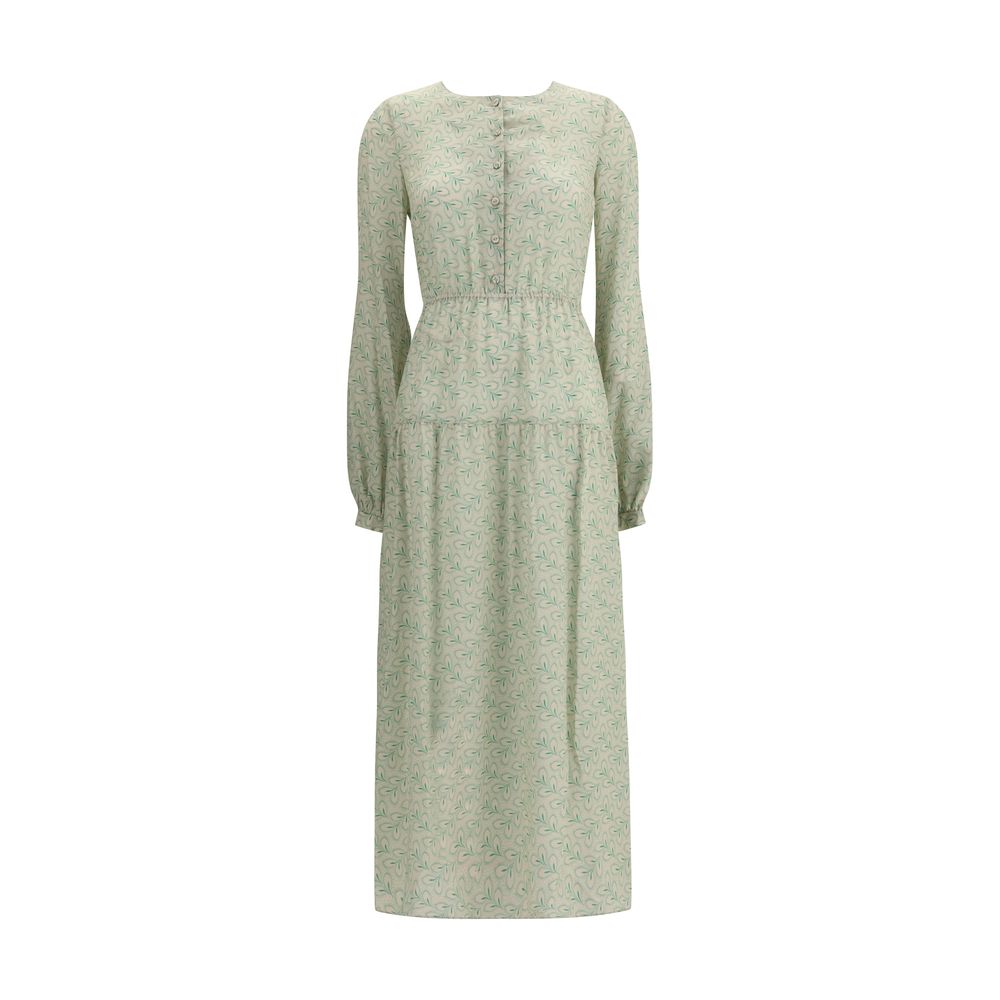 فستان كريستينا تي الحريري الطويل بطبعة أوراق الشجر