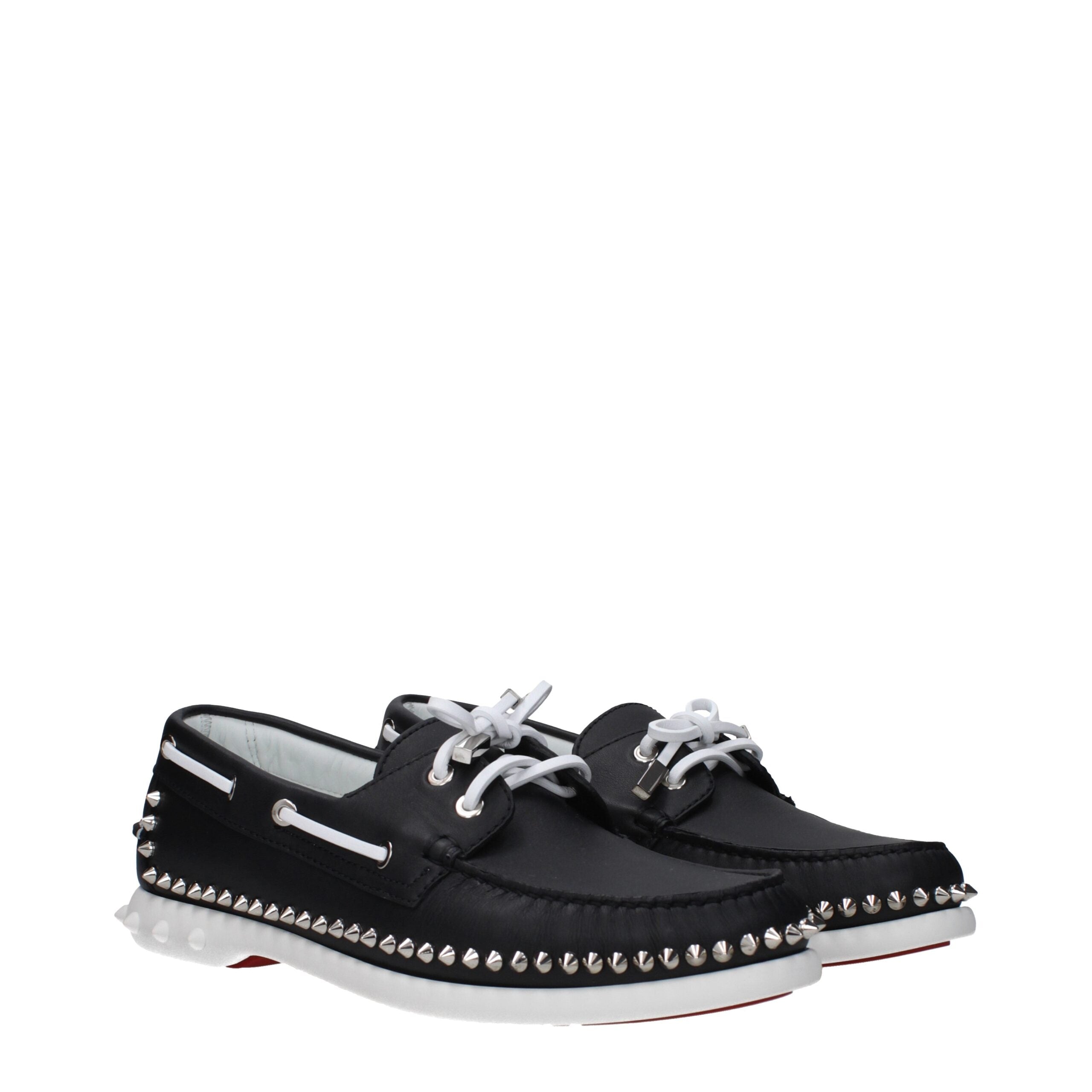 Christian Louboutin Black Leather Slip-On Loafers - Luxe Marca