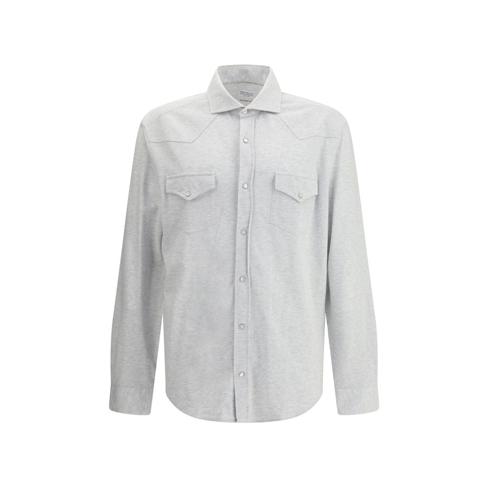 Brunello Cucinelli Gray Denim Shirt