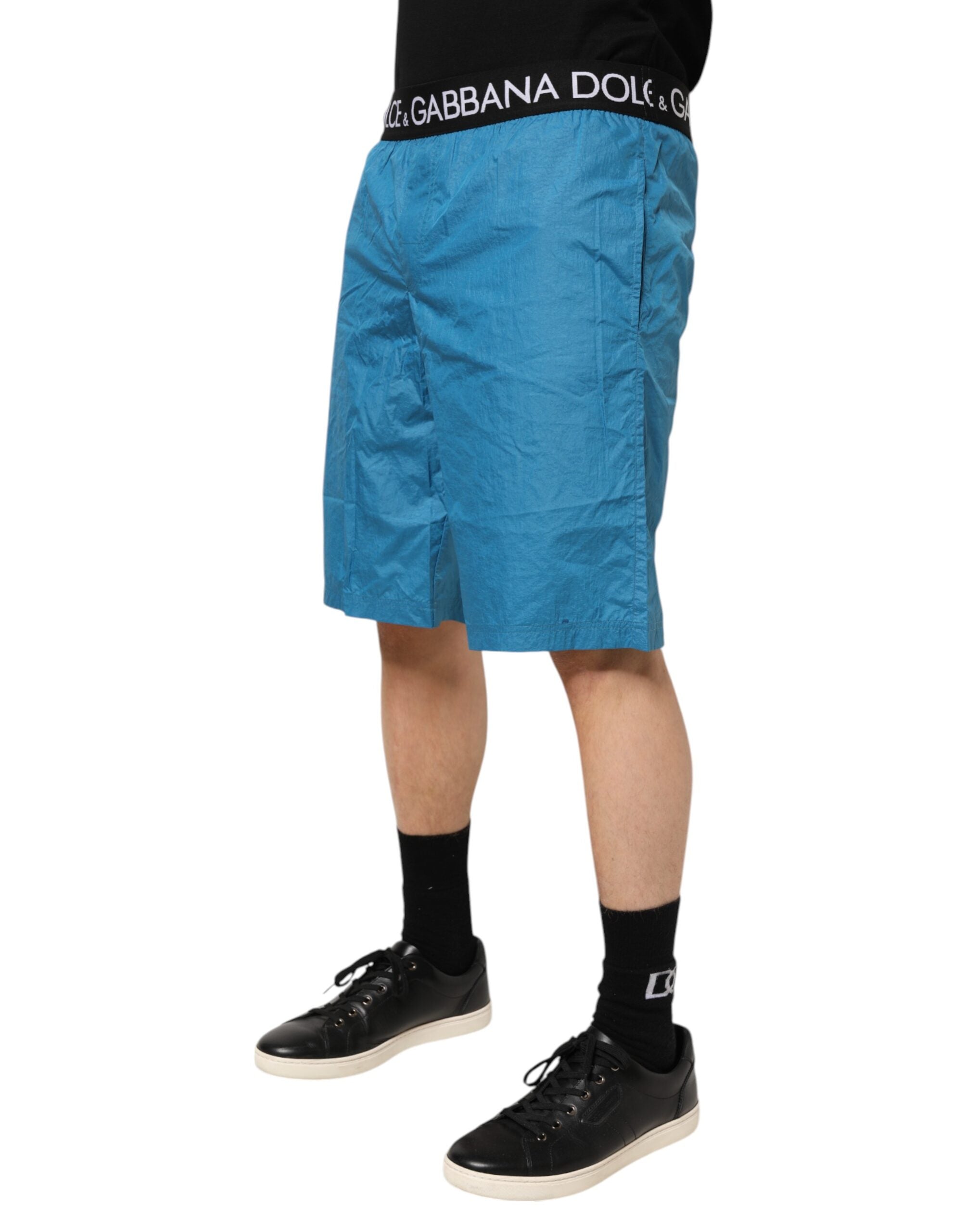 Dolce & Gabbana Blue Logo Waistband Beachwear Shorts Swimwear
